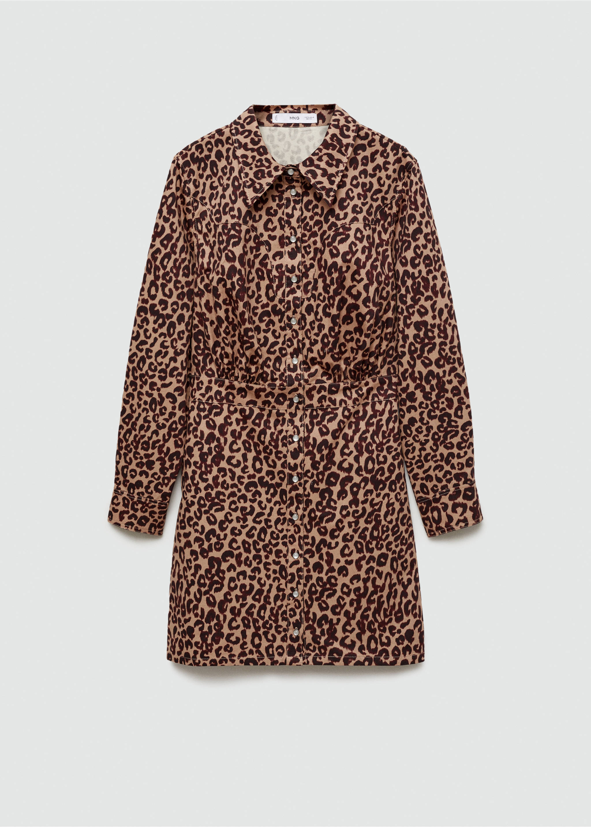 Leopard-print shirt dress - Article without model, Brown. Ref: 77077699-00.