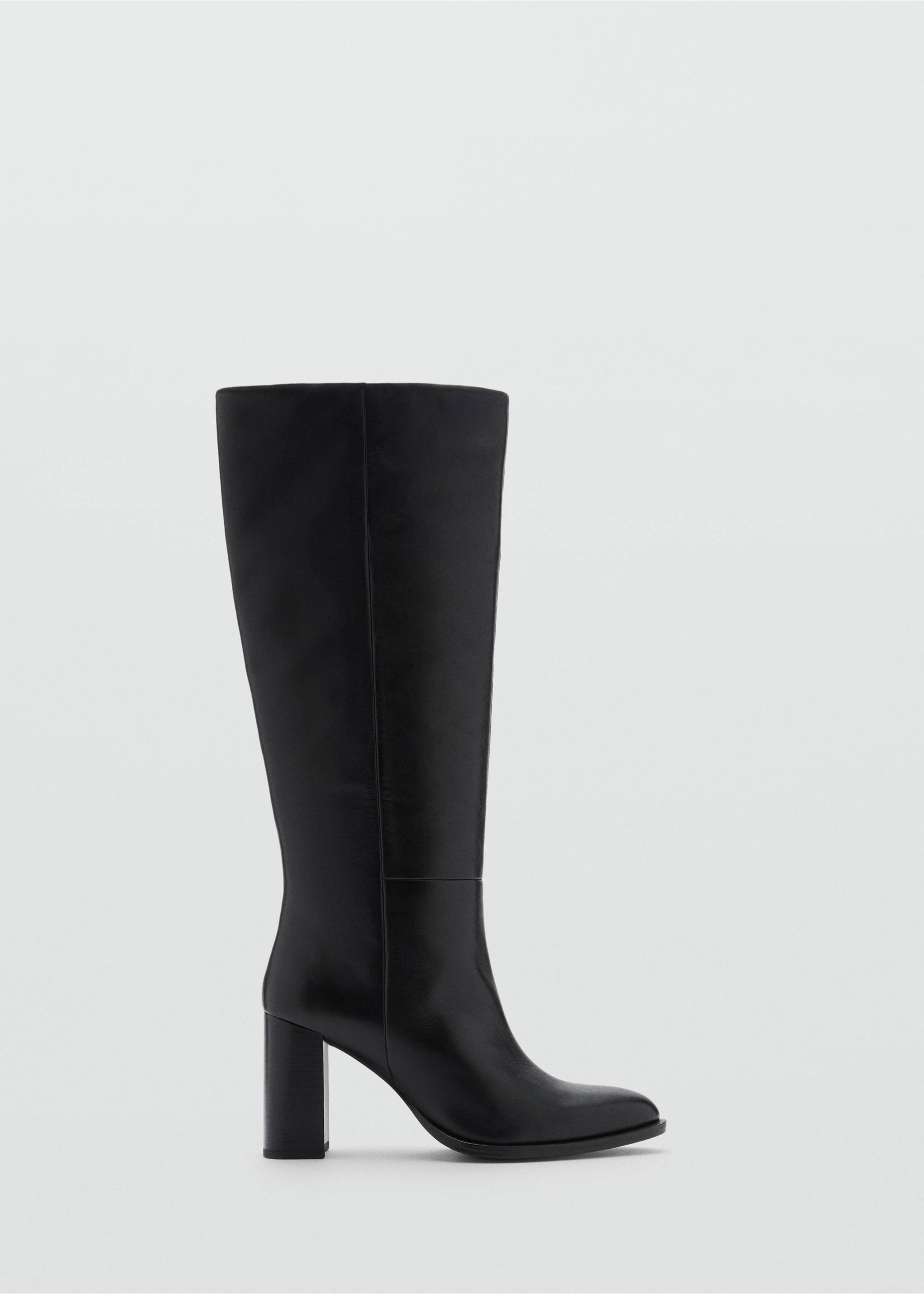 High heel leather boot - Article without model, Black. Ref: 77077703-00.