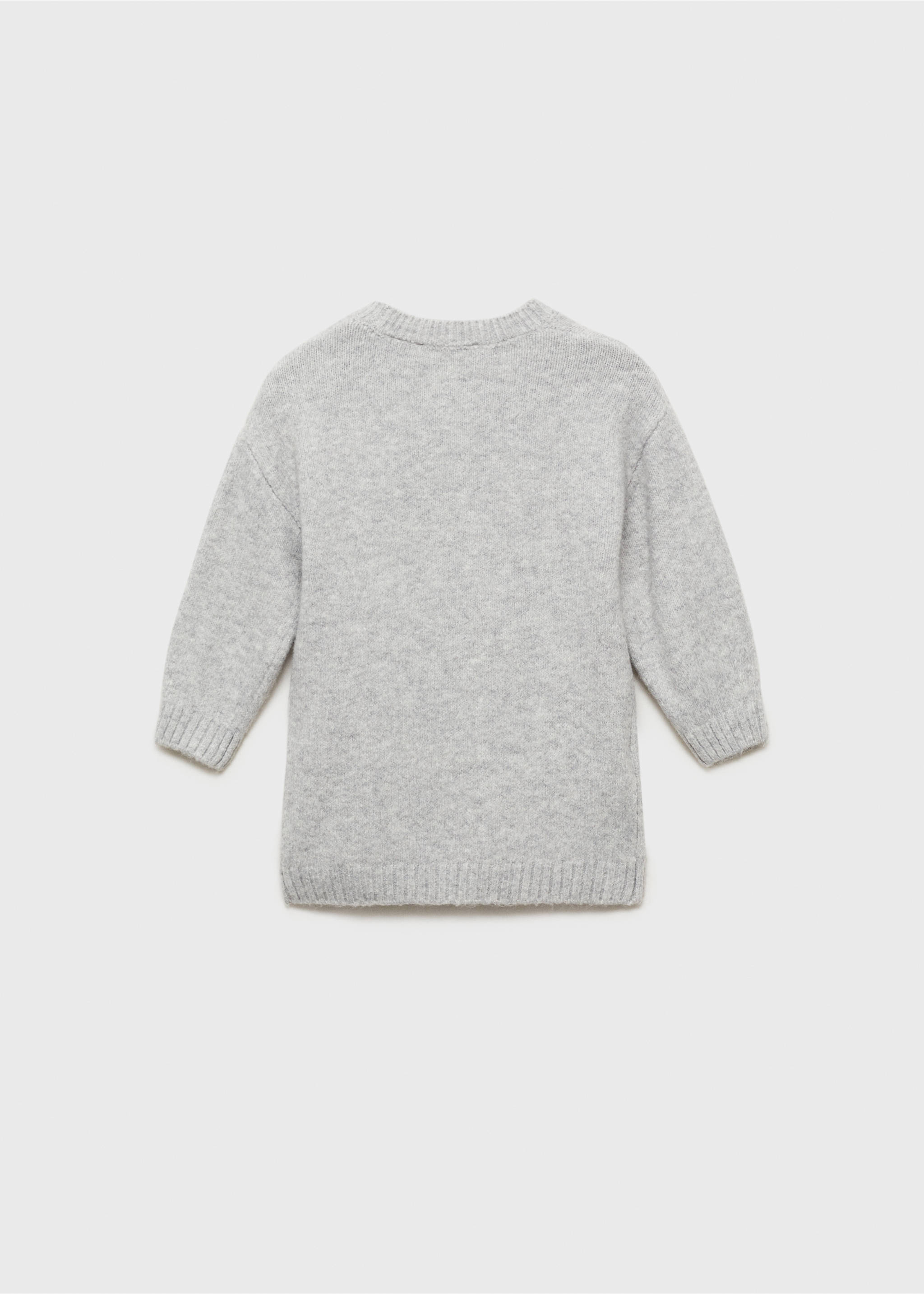 Sukienka dzianinowa z bufiastymi rękawami - Tylna strona artykułu, Średni szary. Ref: 77077708-00.