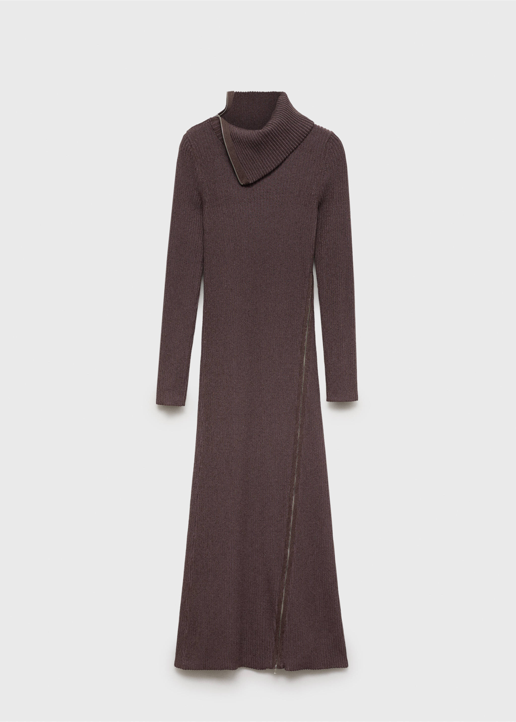 Ribbed lapel collar dress - Article without model, Burgundy. Ref: 77077711-00.