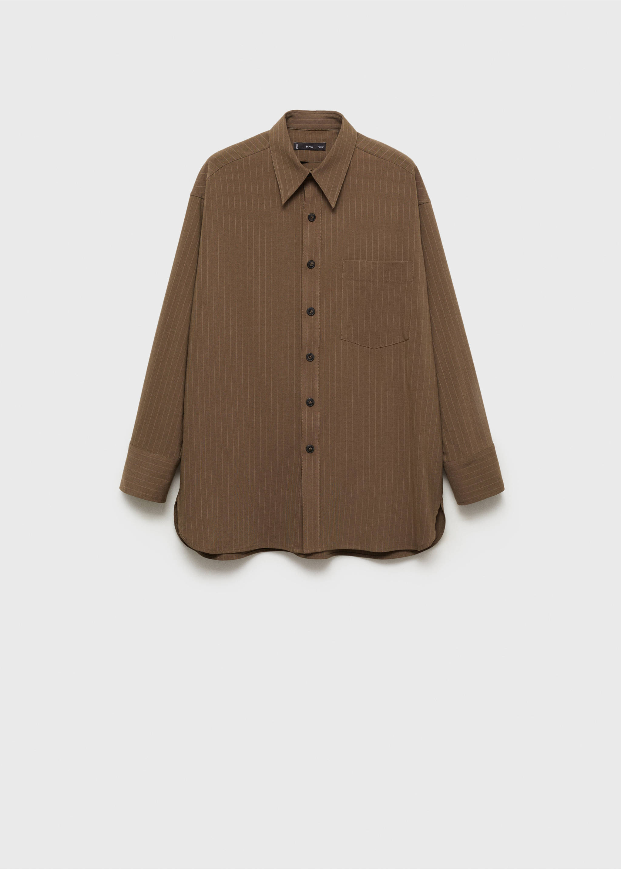 Pinstripe overshirt - Article without model, Olive Green. Ref: 77077715-00.