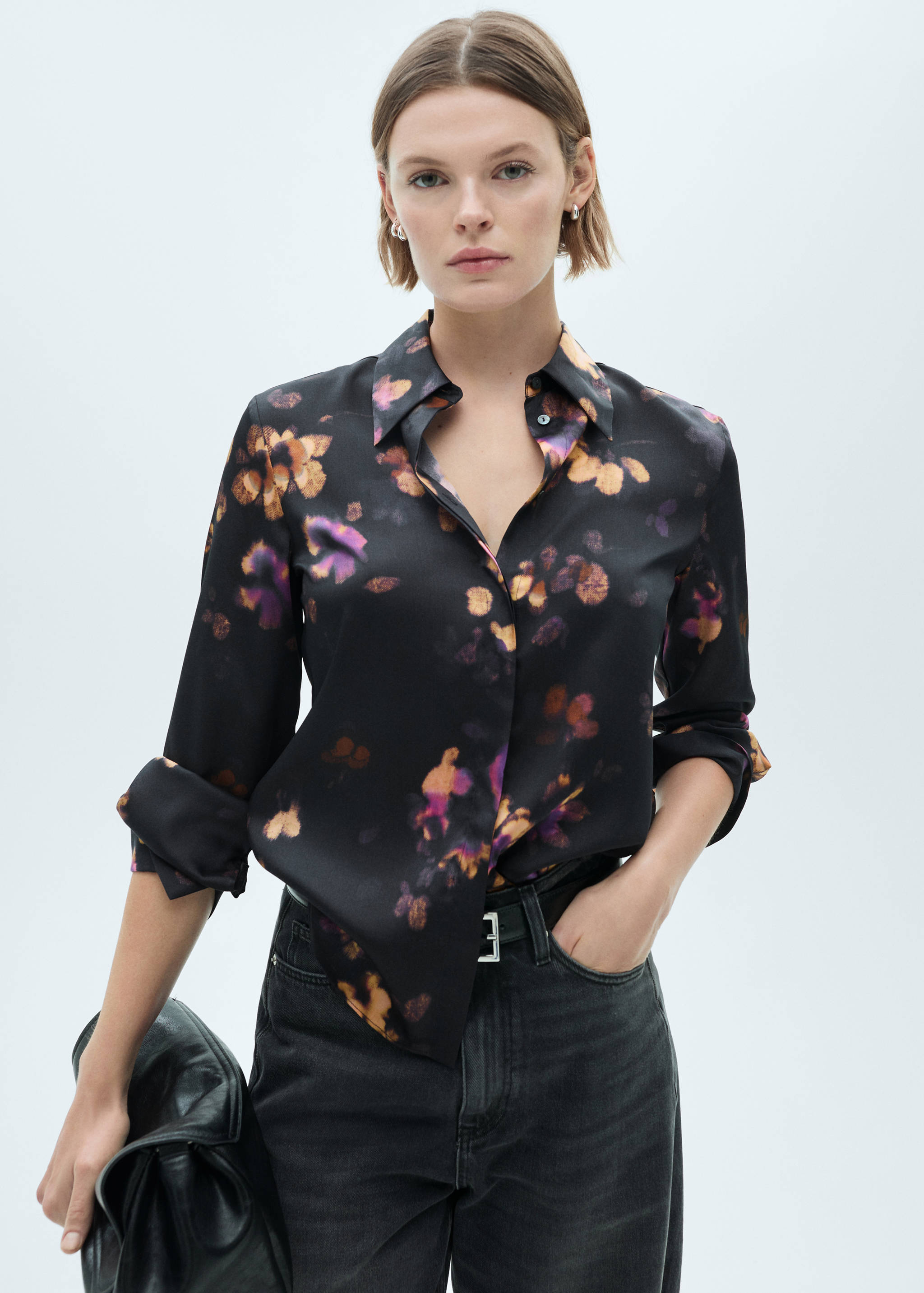 Satin print shirt - Medium plane