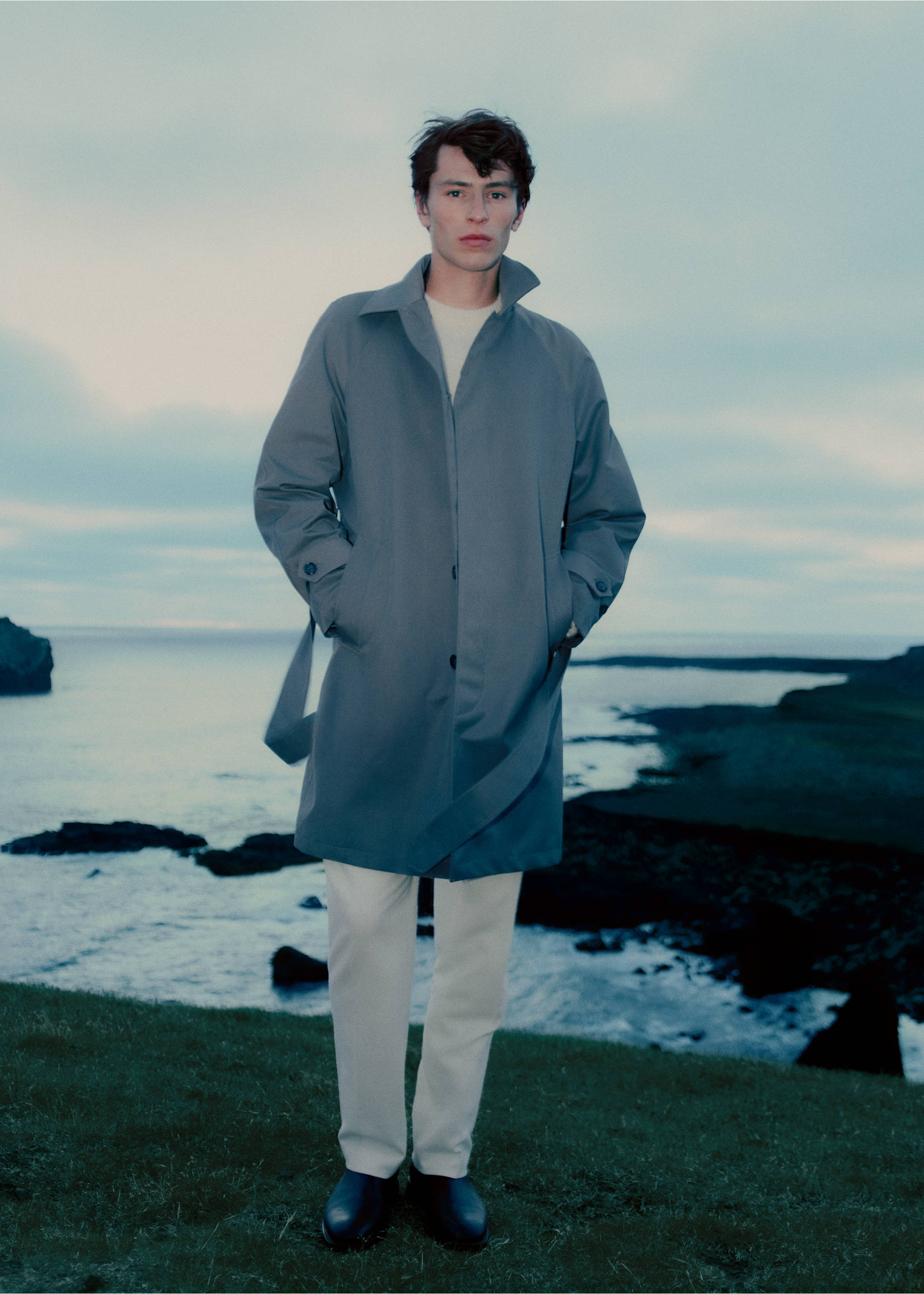 Belted trench coat with brushed finish - Details of the article 5, Medium Brown. Ref: 77077913-00.