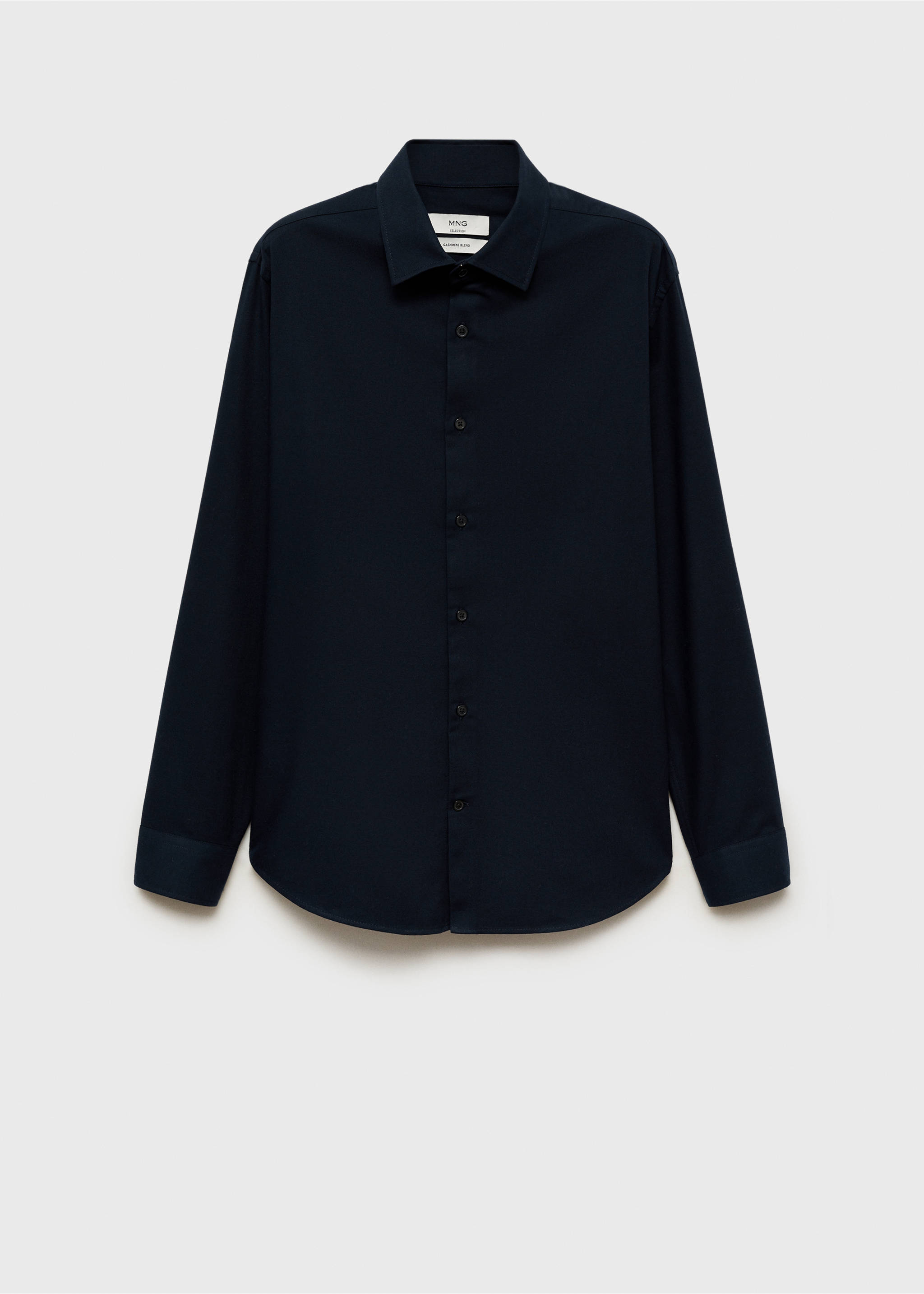 Oberhemd aus Kaschmir und Baumwolle - Artikel ohne Model, Dunkles Marineblau. Ref: 77077914-00.