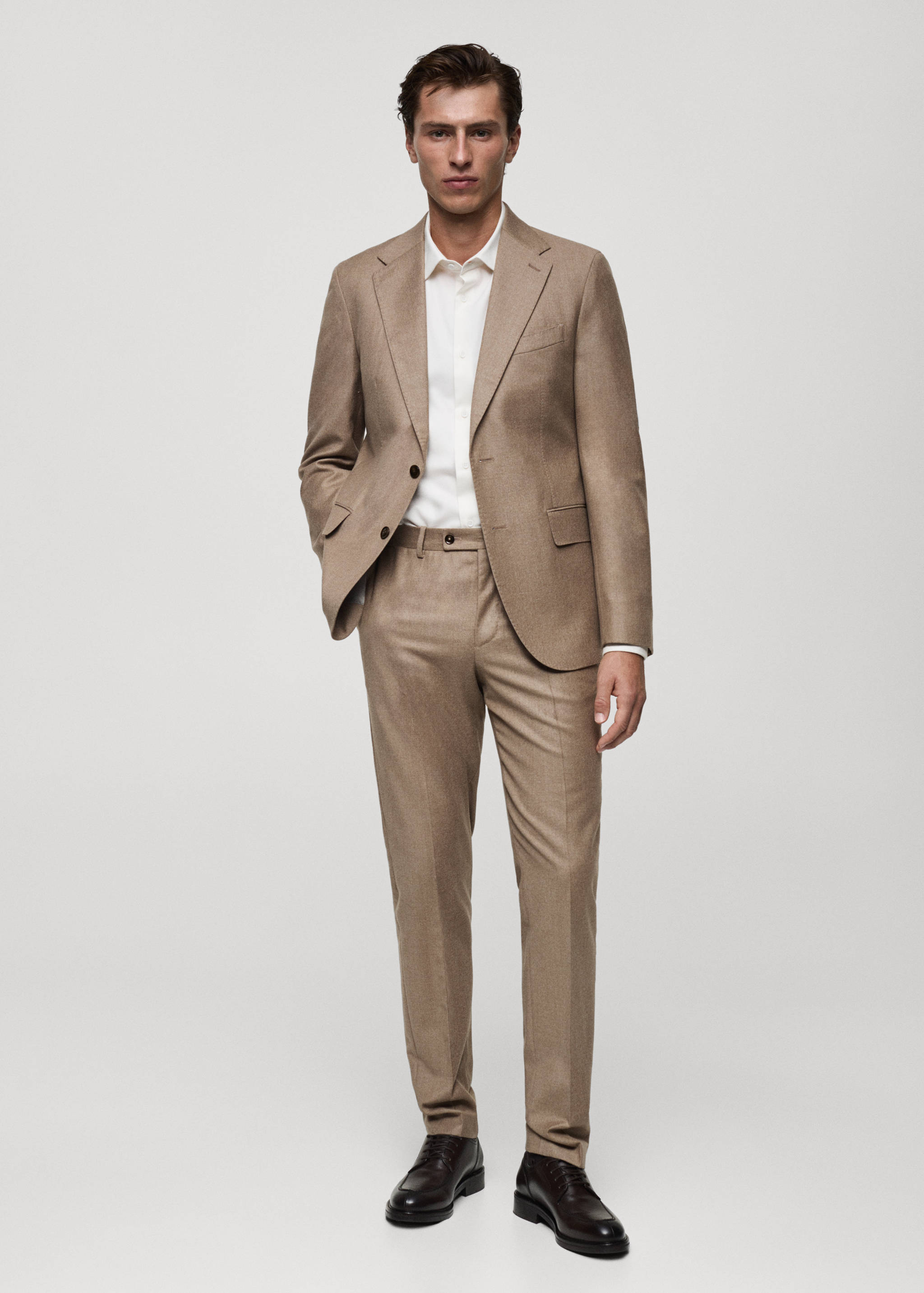 Italian 100% virgin wool flannel suit jacket - General plane