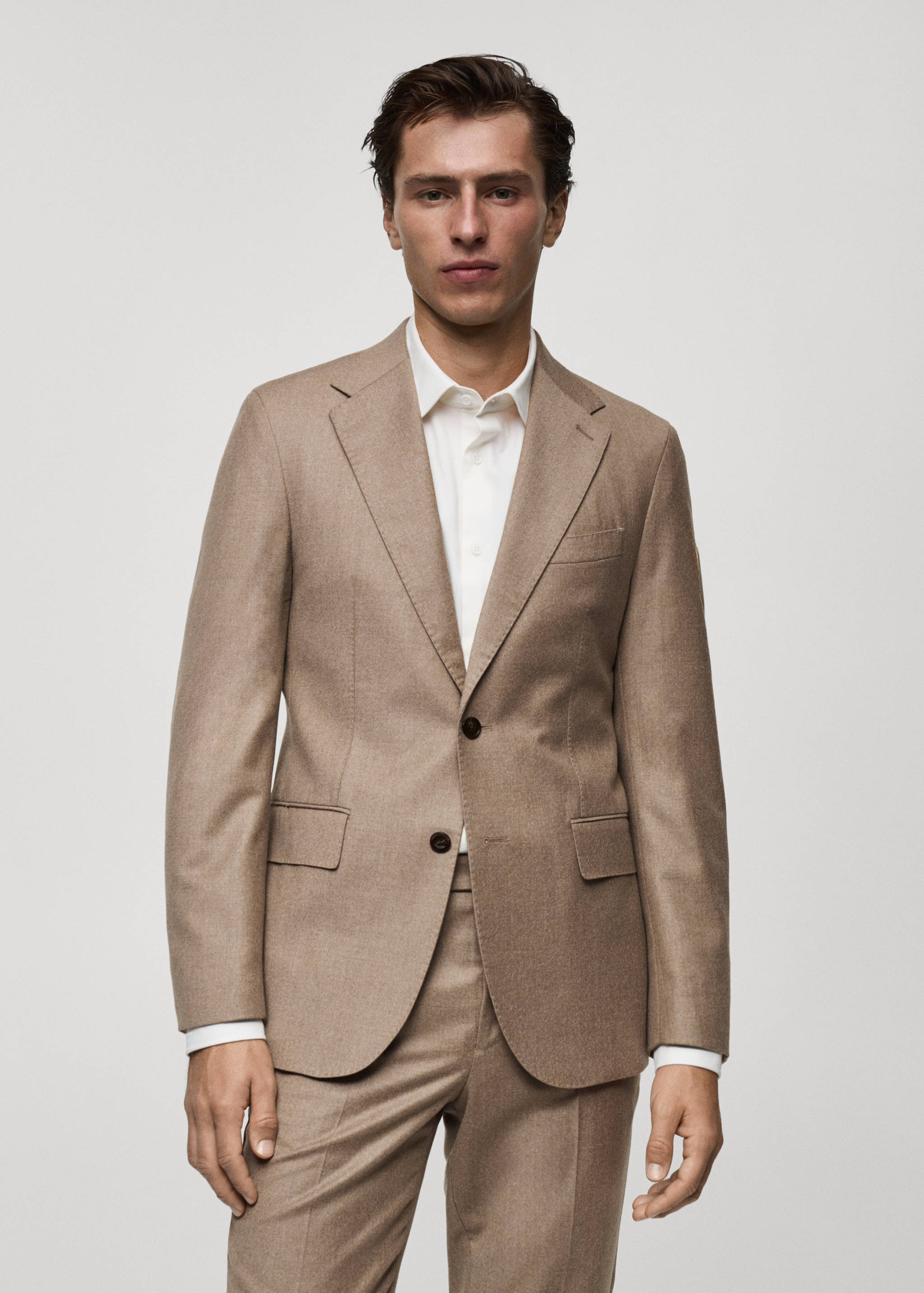 Italian 100% virgin wool flannel suit jacket - Medium plane