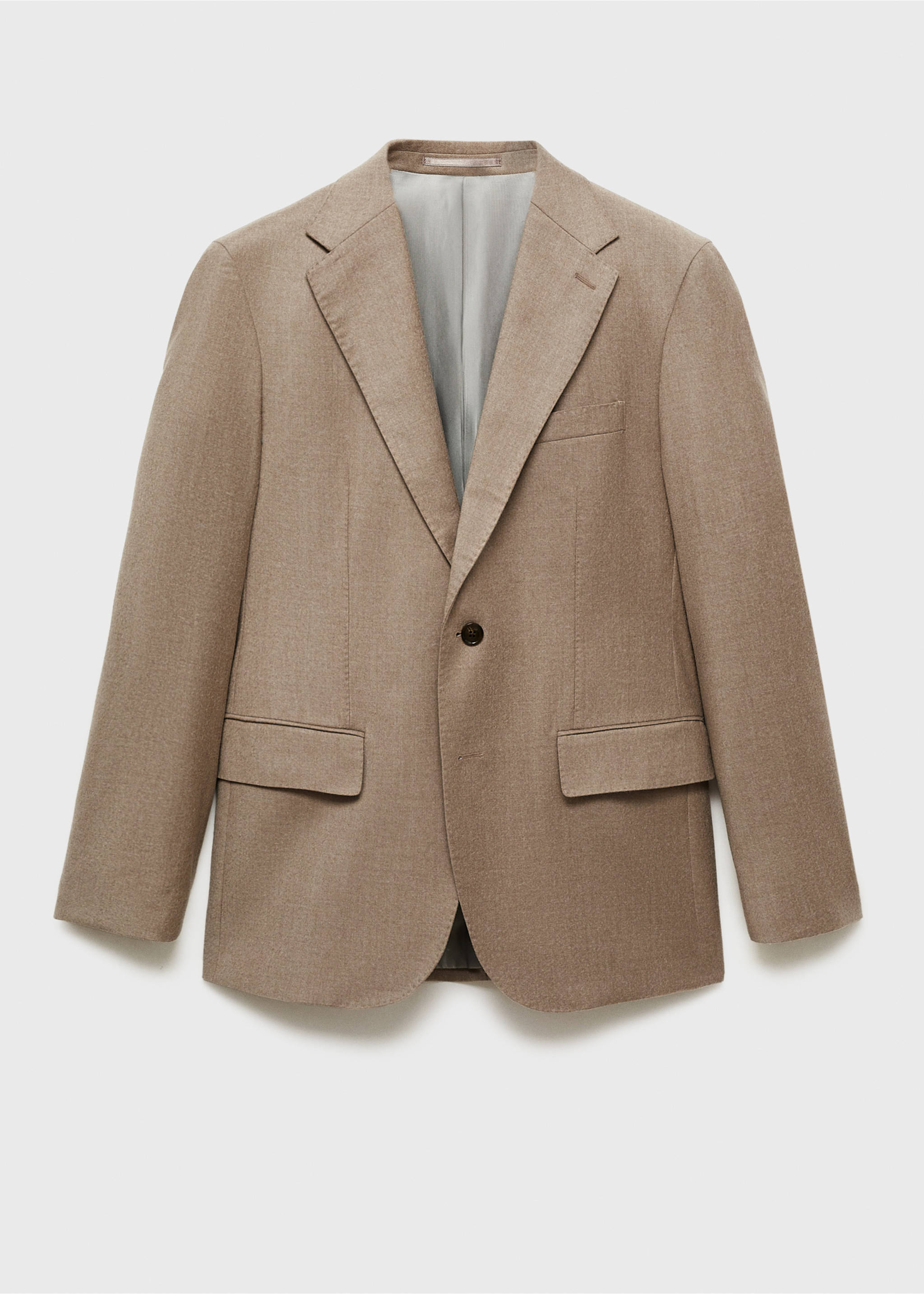 Italian 100% virgin wool flannel suit jacket - Article without model, Medium Brown. Ref: 77077915-00.