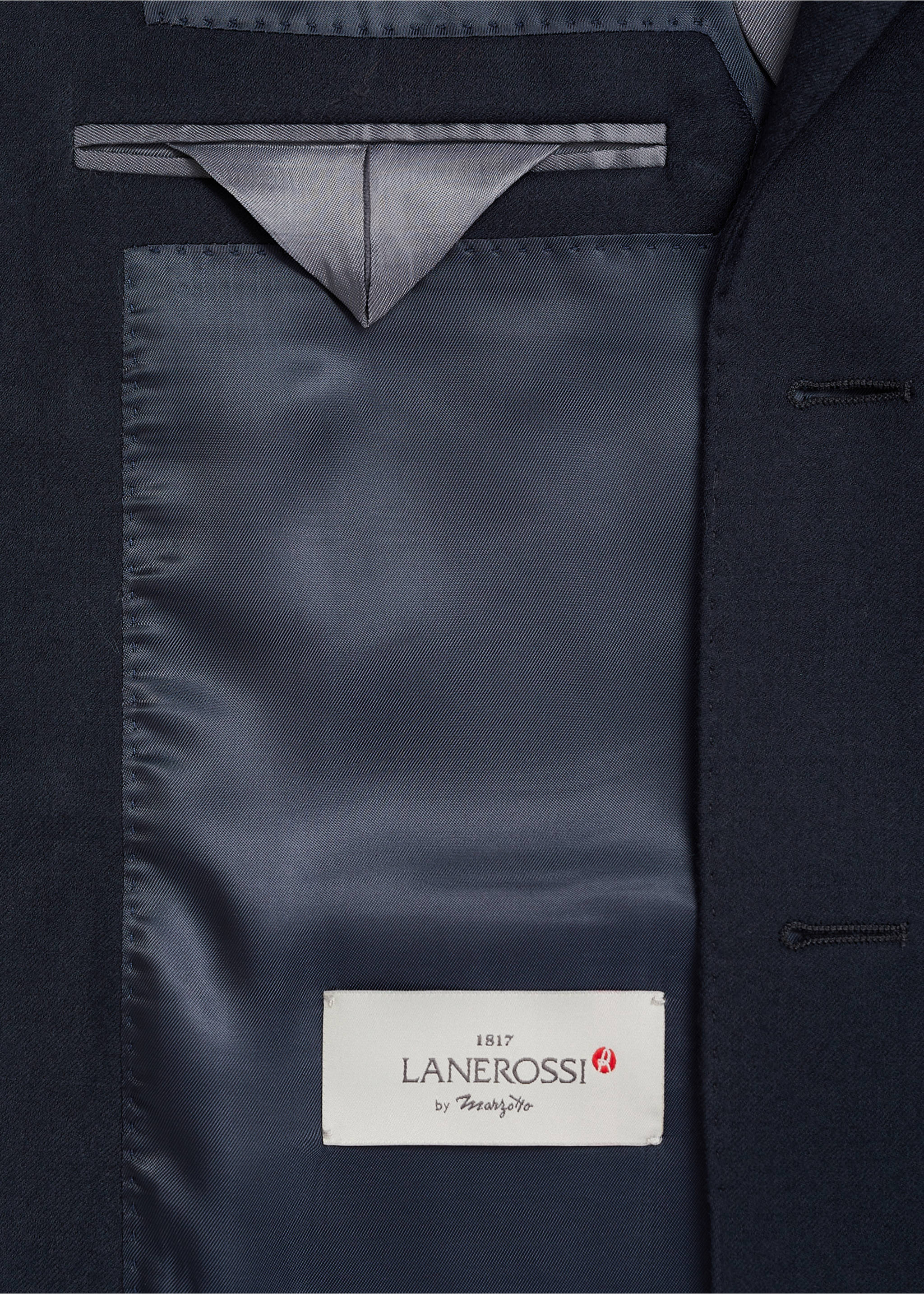 Blazer de fato de flanela de 100% lã italiana - Pormenor do artigo 0, Azul-marinho escuro. Ref: 77077916-00.
