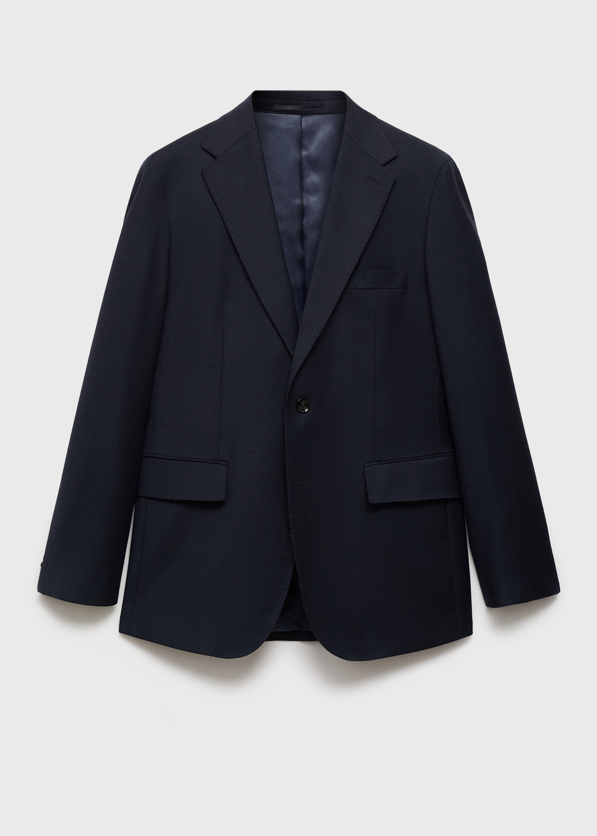 Blazer de fato de flanela de 100% lã italiana - Artigo sem modelo, Azul-marinho escuro. Ref: 77077916-00.