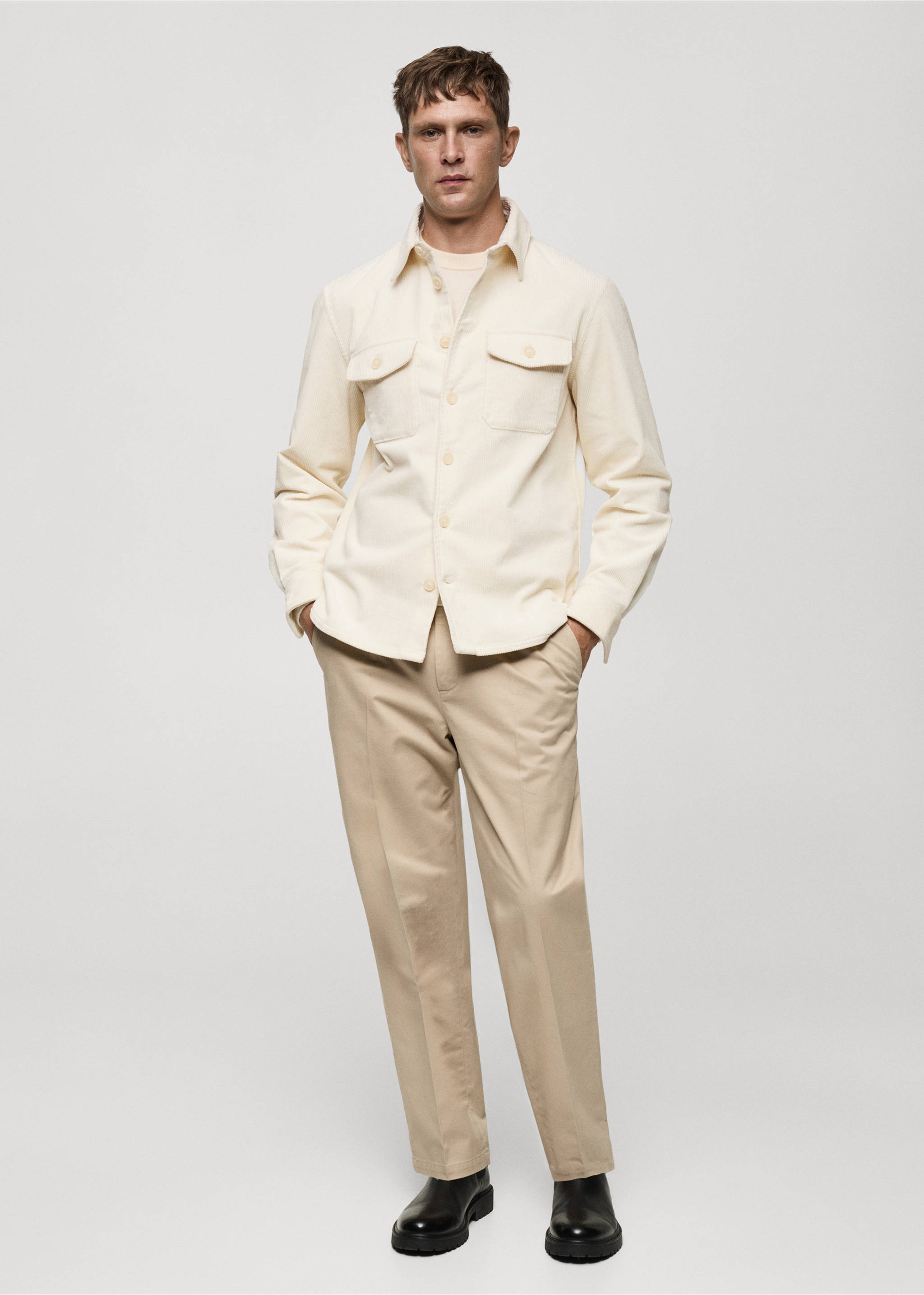 Corduroy overshirt with pockets - General plane, Off White. Ref: 77077921-00.