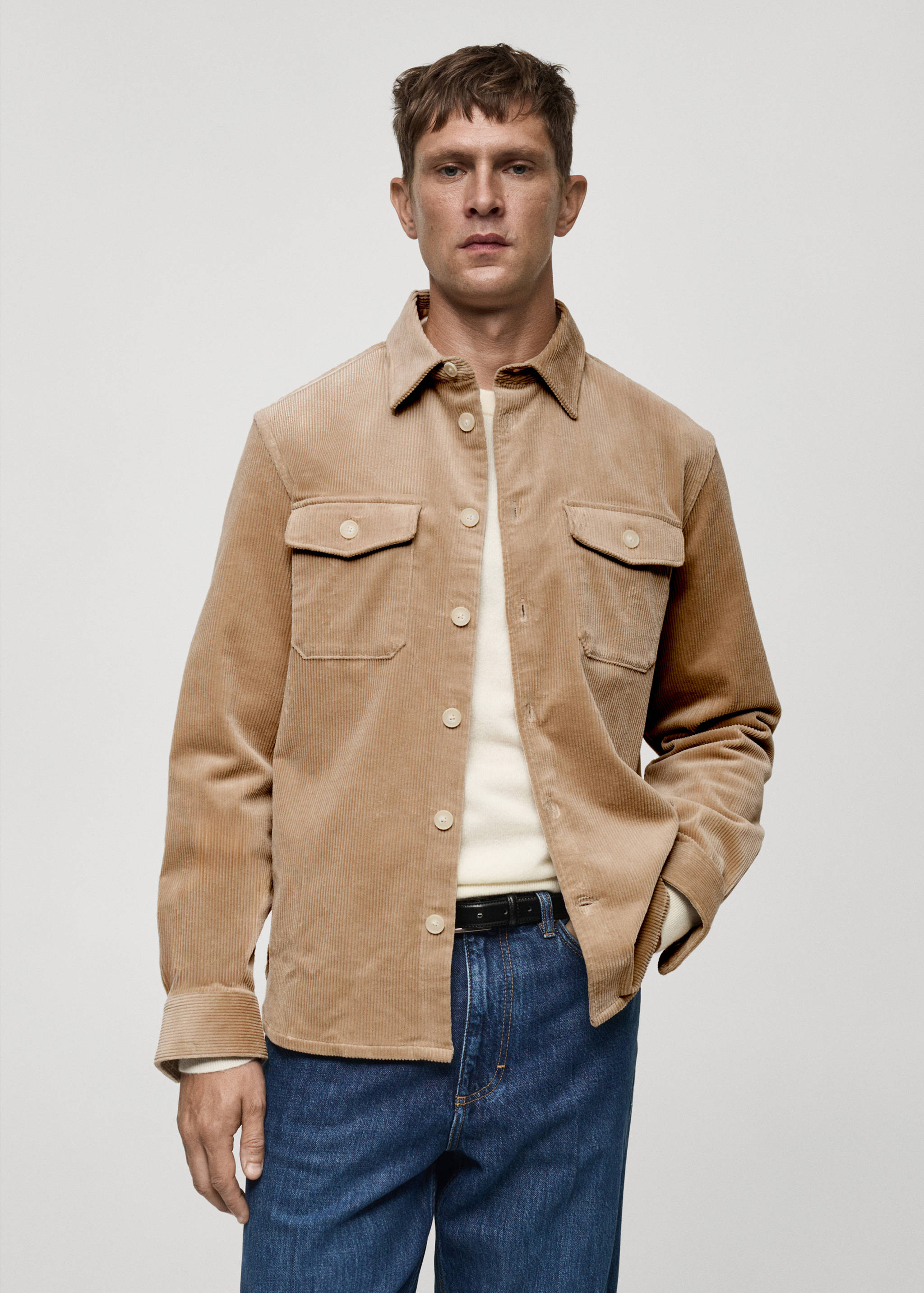 Corduroy overshirt with pockets - Medium plane
