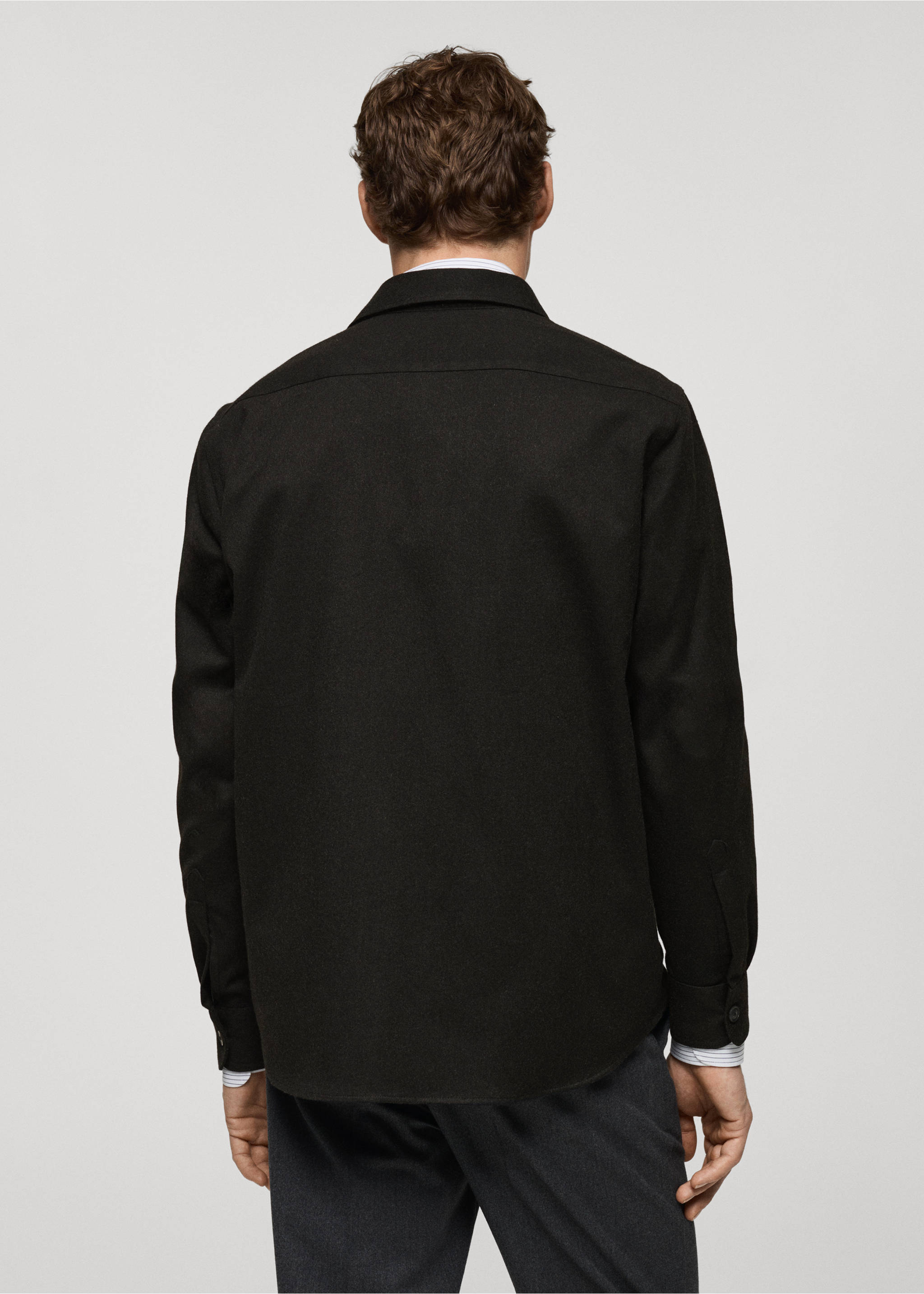 Regular-fit flannel overshirt with pockets - Reverse of the article, Dark Heather Grey. Ref: 77077922-00.