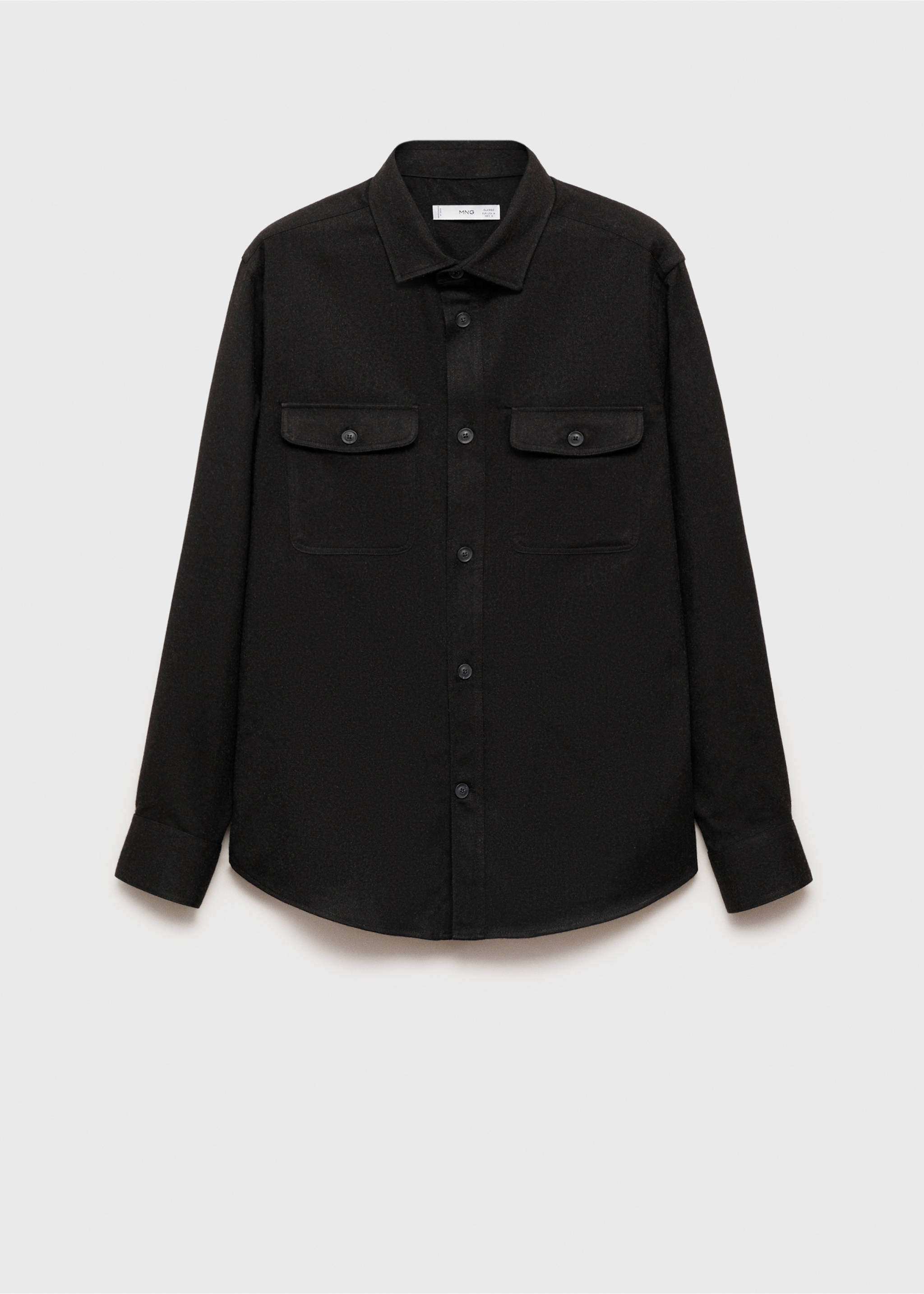 Regular-fit flannel overshirt with pockets - Article without model, Dark Heather Grey. Ref: 77077922-00.