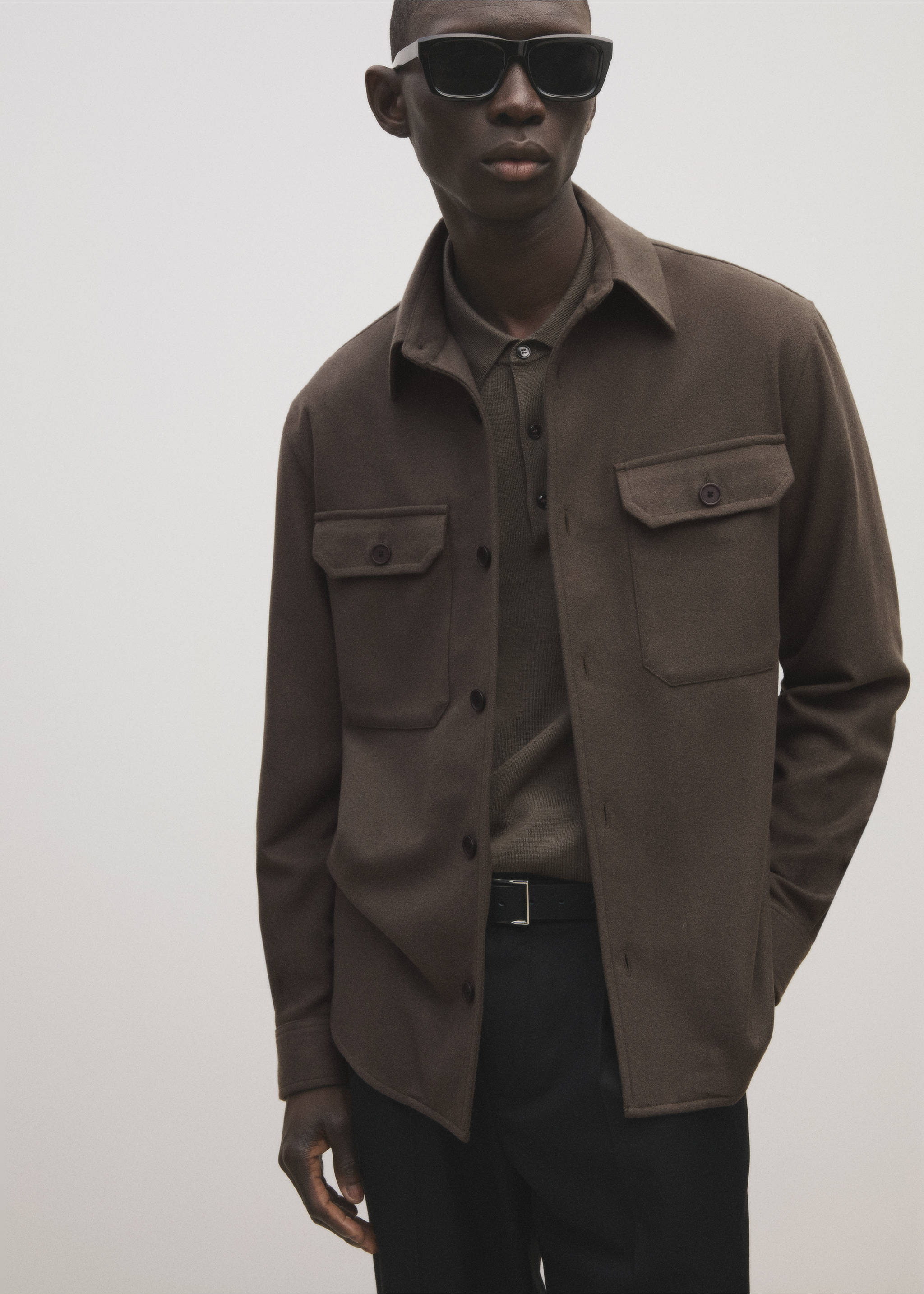 Surchemise flanelle regular-fit poches - Détail de l'article 5, Gris vison. Ref: 77077922-00.