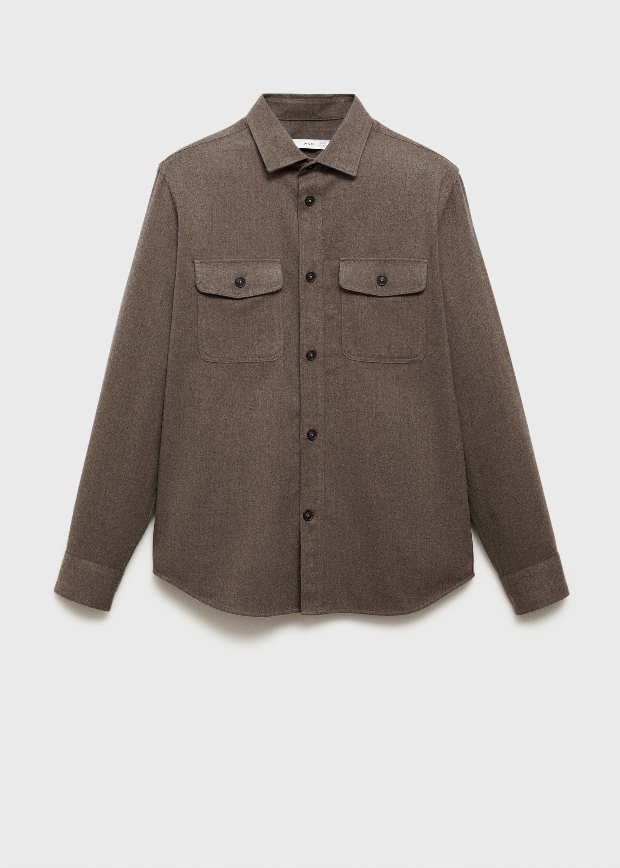 Surchemise flanelle regular-fit poches - Article sans modèle, Gris vison. Ref: 77077922-00.