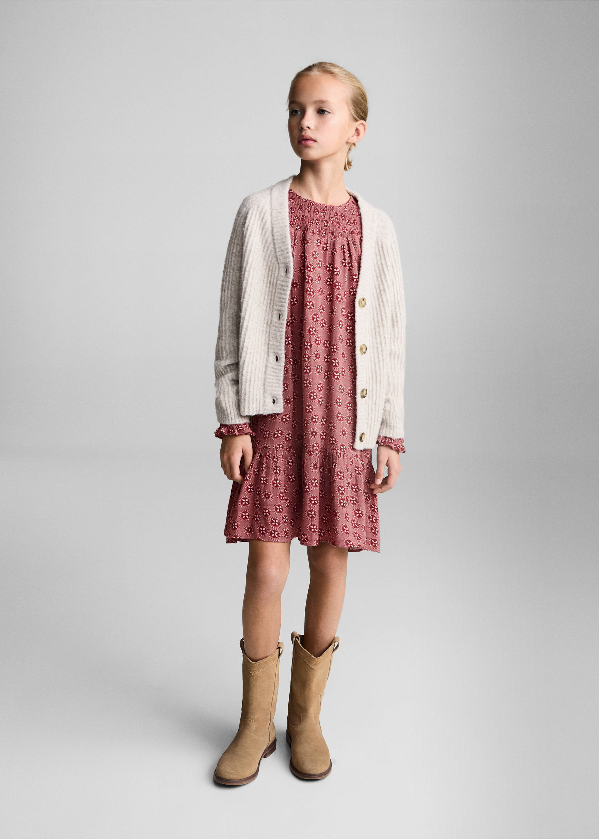 Flowers cotton dress - General plane, Pink. Ref: 77077927-00.