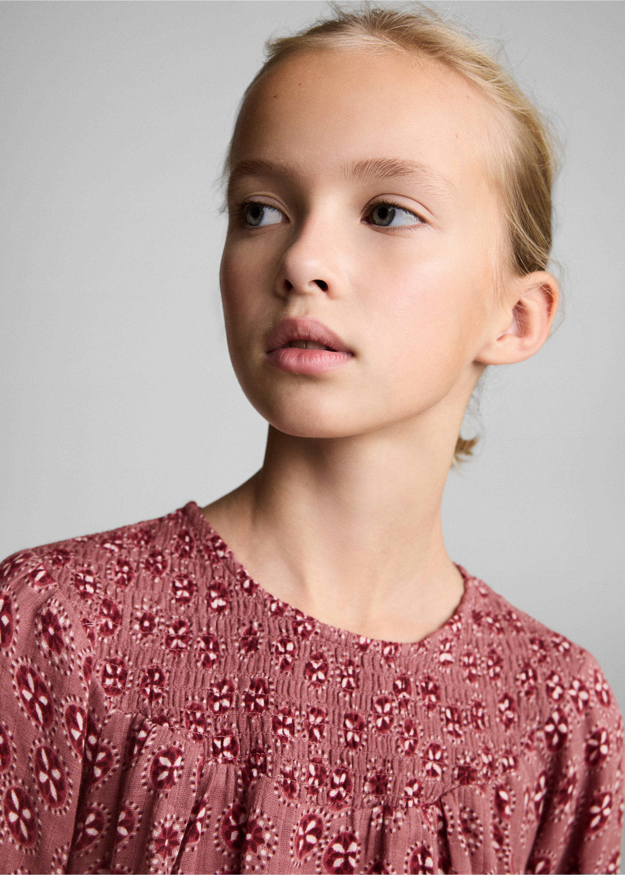 Flowers cotton dress - Details of the article 1, Pink. Ref: 77077927-00.