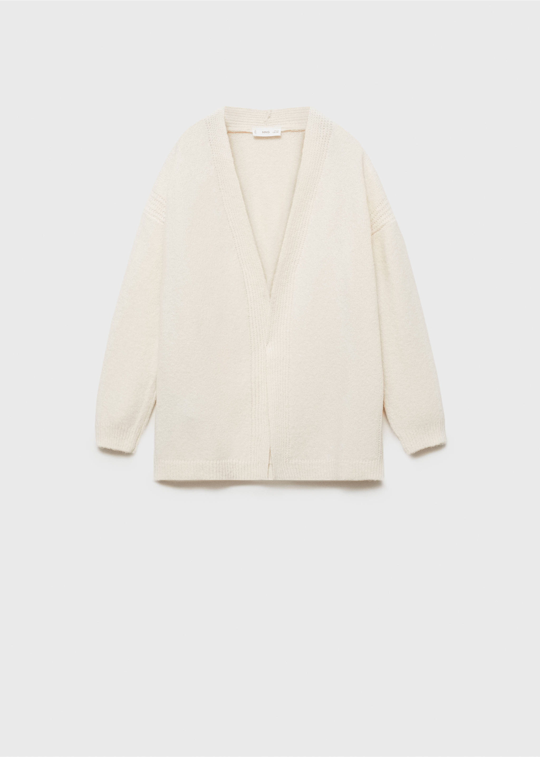 V-neck knitted cardigan - Article without model, Ecru. Ref: 77077931-00.