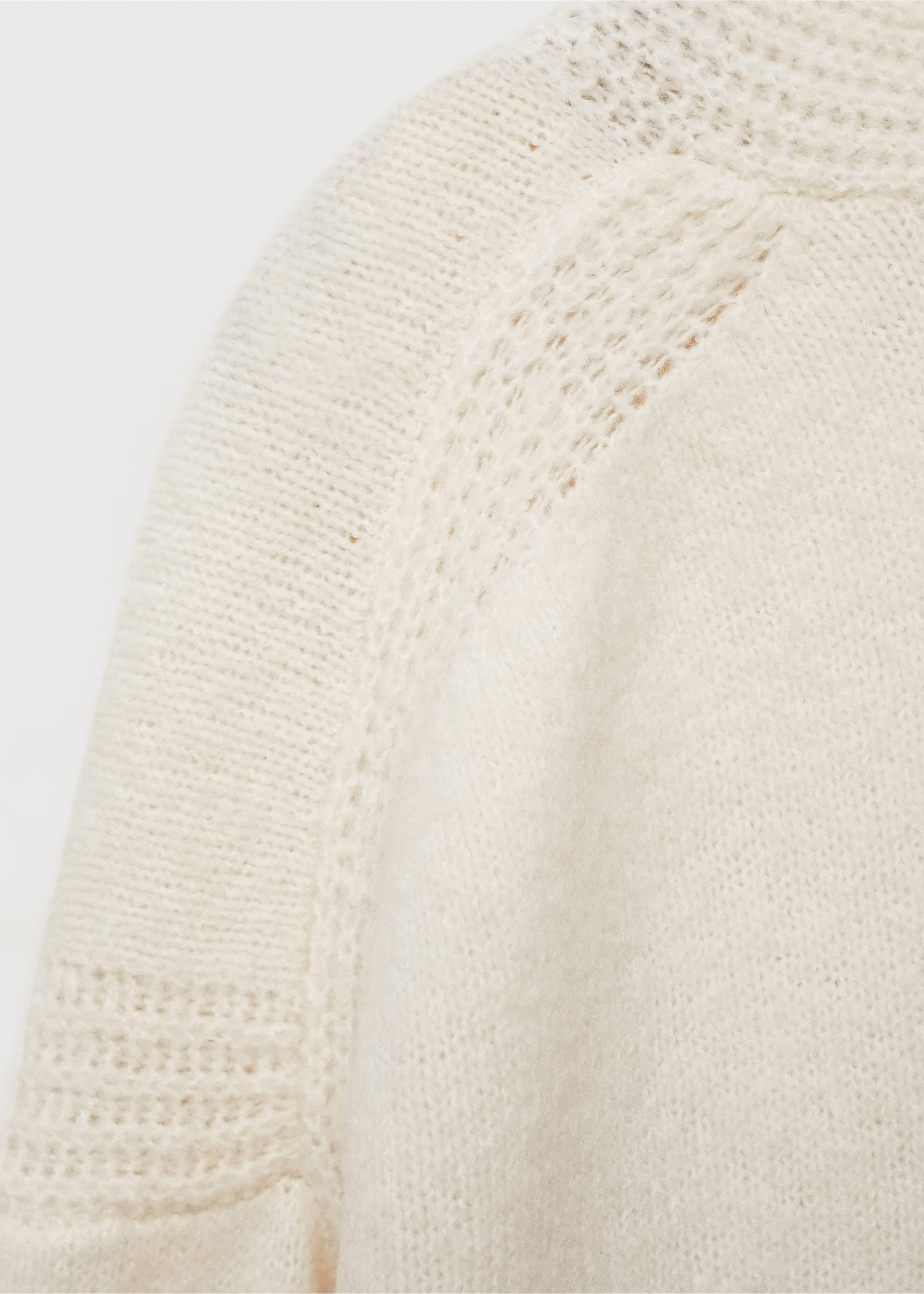 V-neck knitted cardigan - Details of the article 0, Ecru. Ref: 77077931-00.