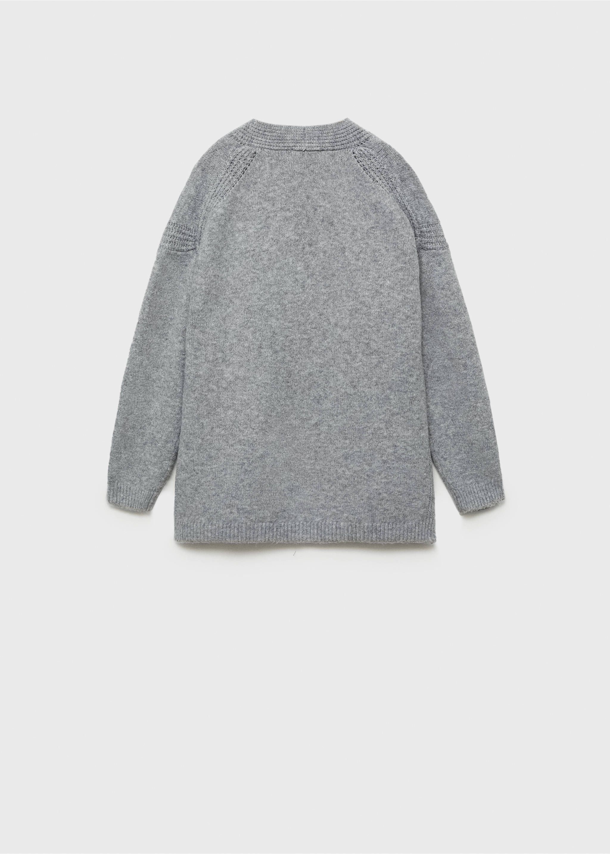 V-neck knitted cardigan - Reverse of the article, Medium Heather Grey. Ref: 77077931-00.