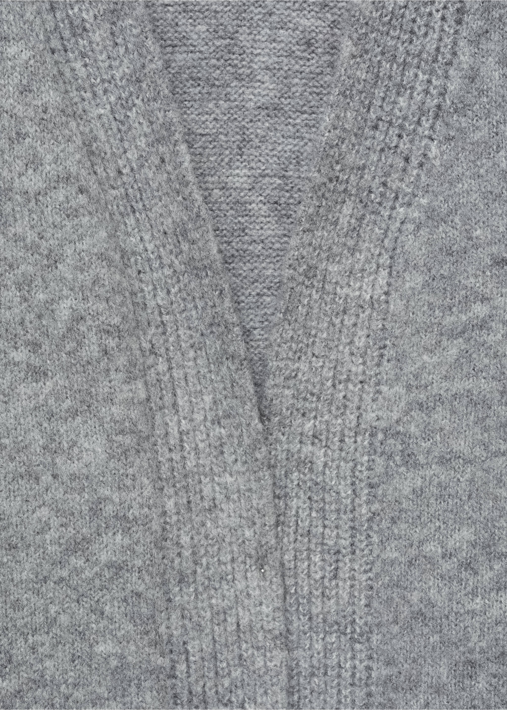 V-neck knitted cardigan - Details of the article 8, Medium Heather Grey. Ref: 77077931-00.