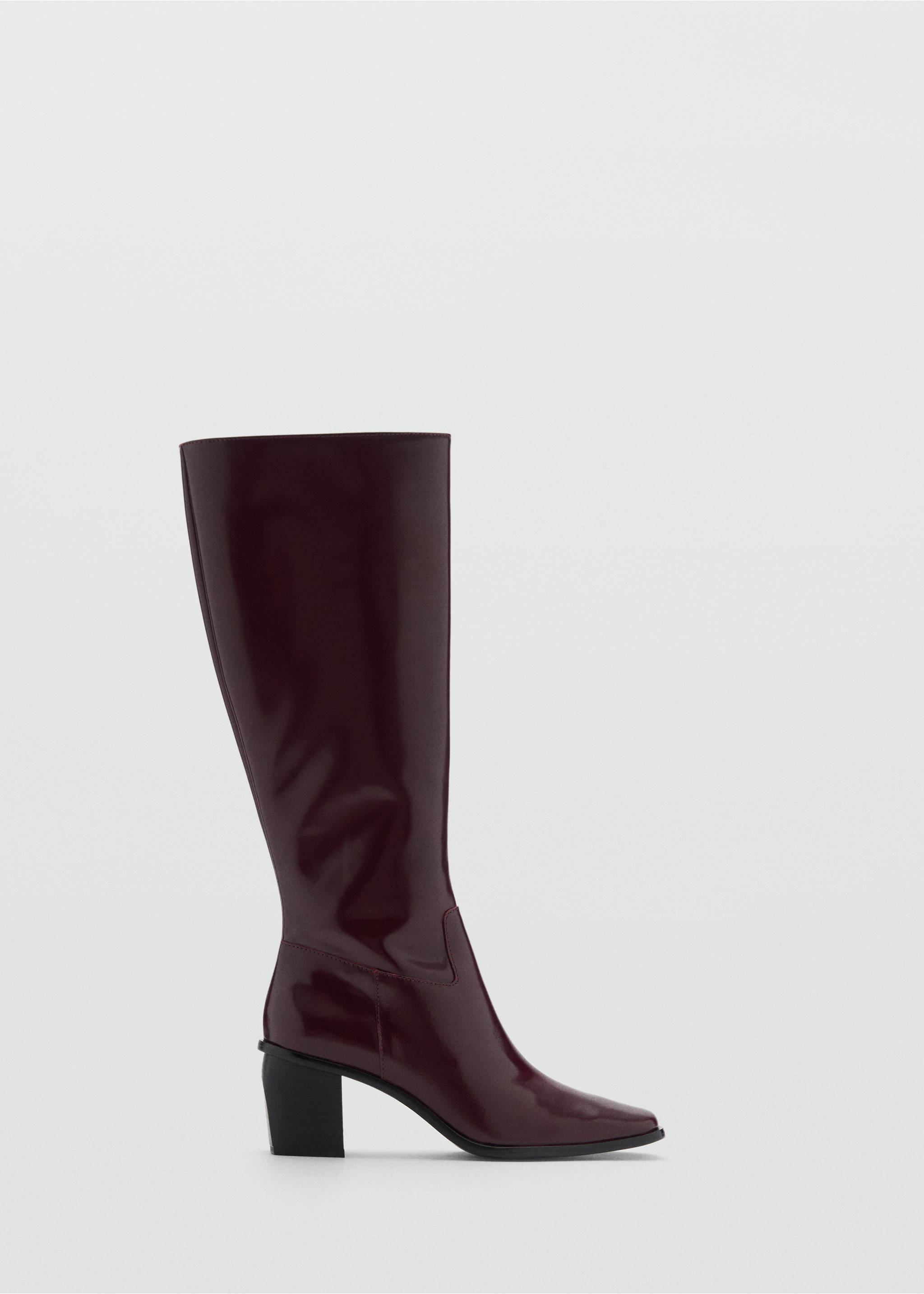 Leather boots with zip - Article without model, Burgundy. Ref: 77077933-00.