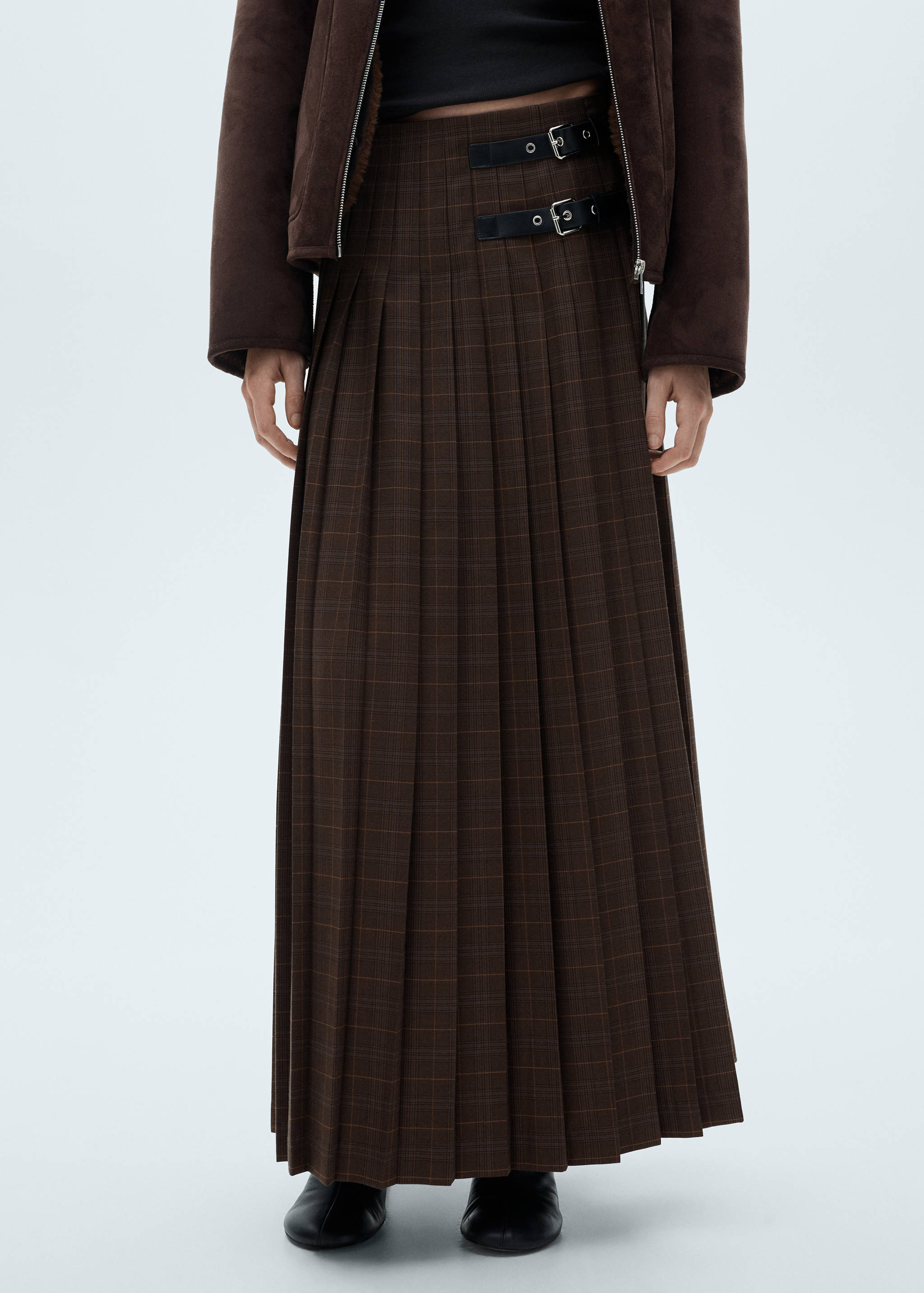 Pleated check skirt - Medium plane