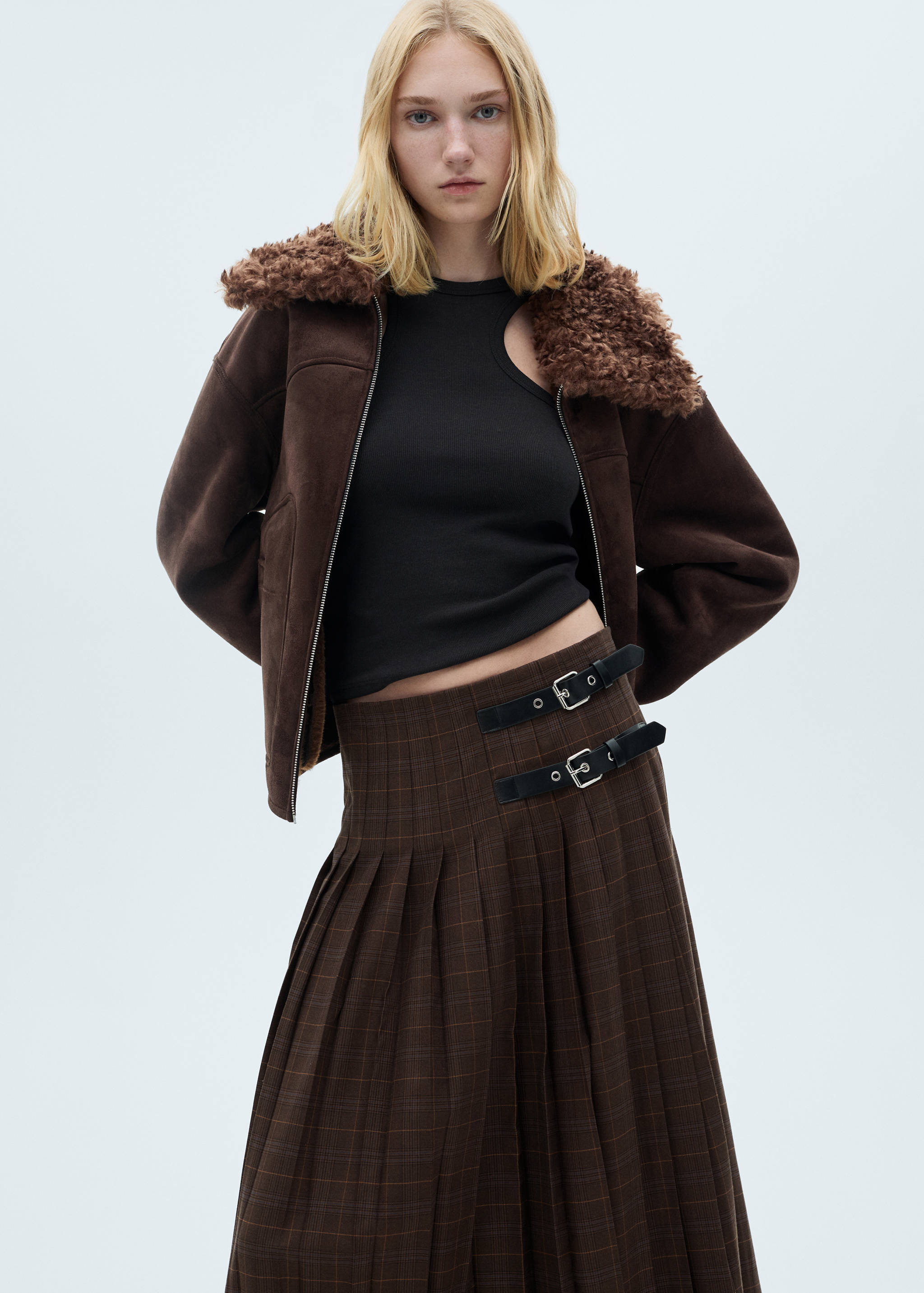 Pleated check skirt - Details of the article 1