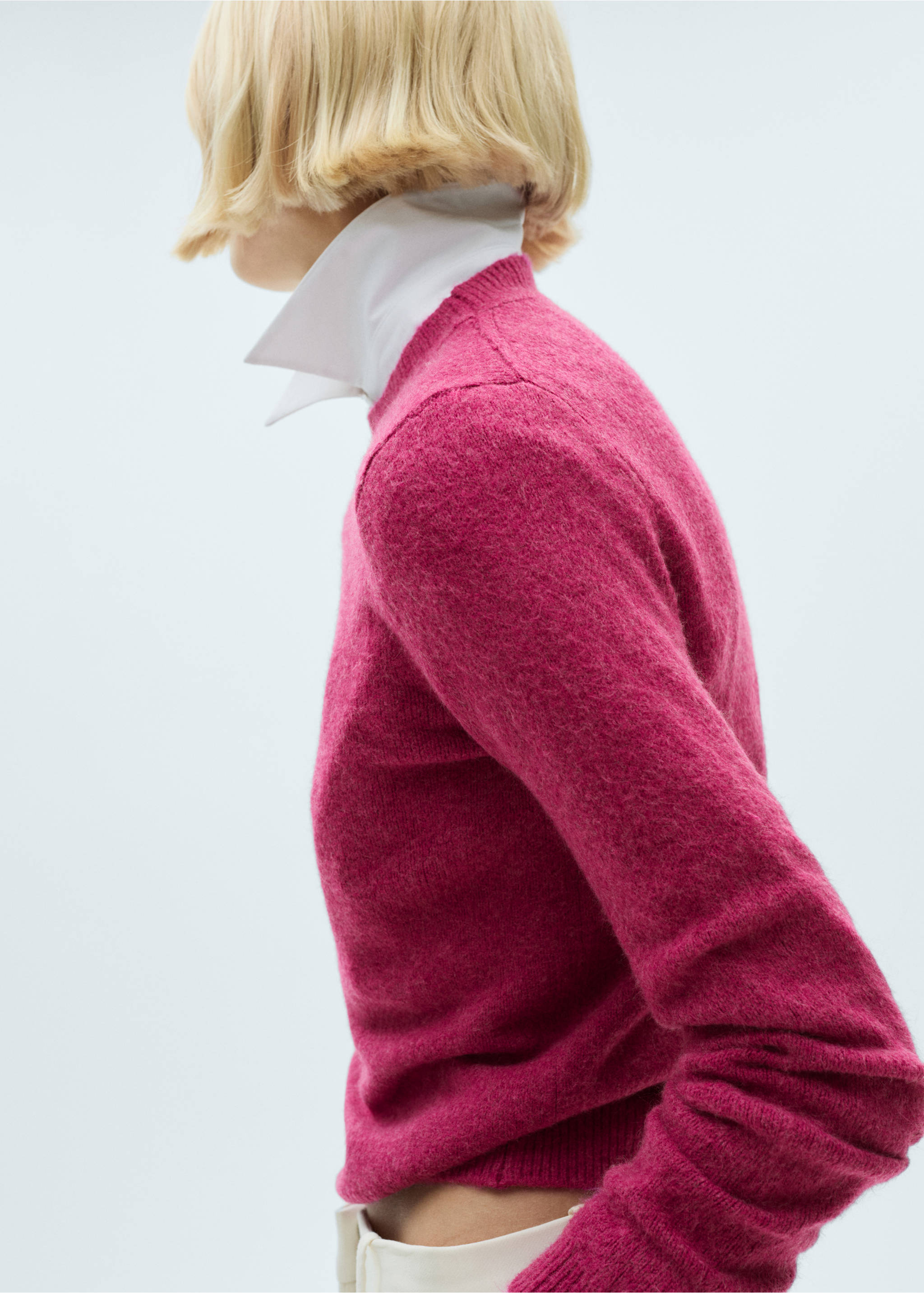 Long-sleeve knitted sweater - Details of the article 1, Fuchsia. Ref: 77078266-00.