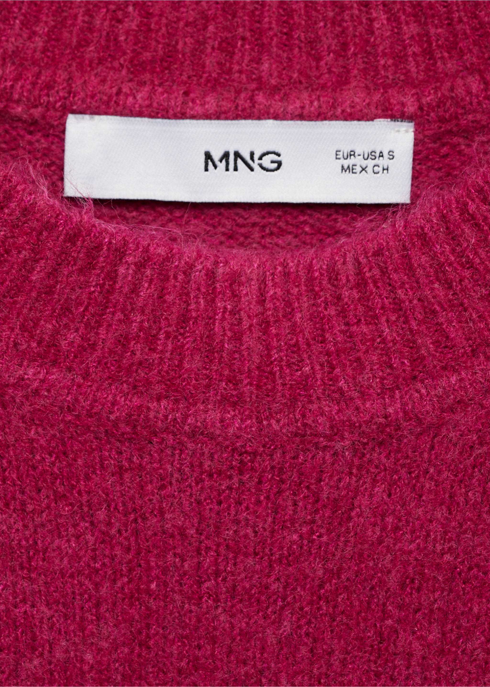 Long-sleeve knitted sweater - Details of the article 8, Fuchsia. Ref: 77078266-00.