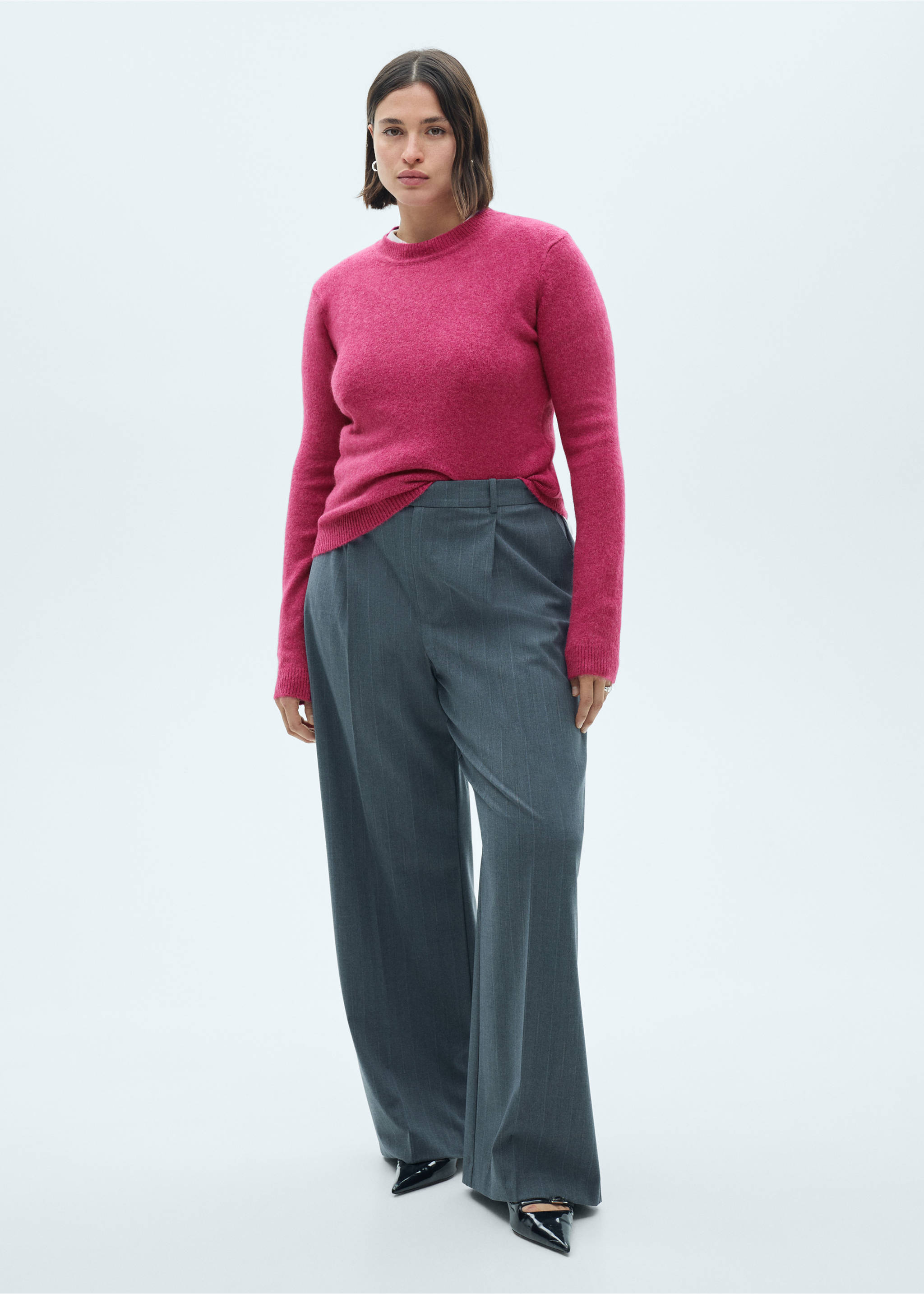 Long-sleeve knitted sweater - Details of the article 3, Fuchsia. Ref: 77078266-00.
