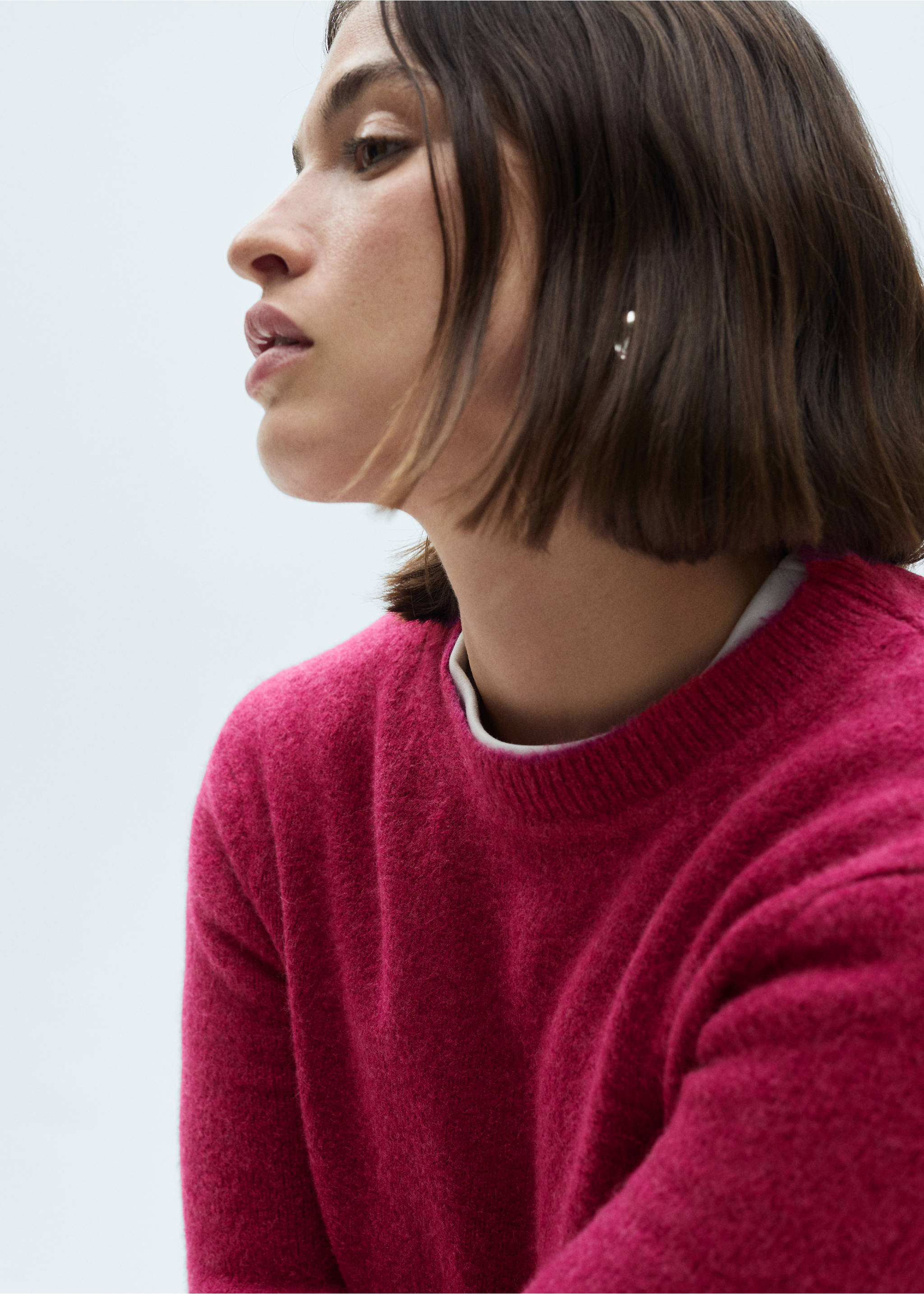 Long-sleeve knitted sweater - Details of the article 4, Fuchsia. Ref: 77078266-00.