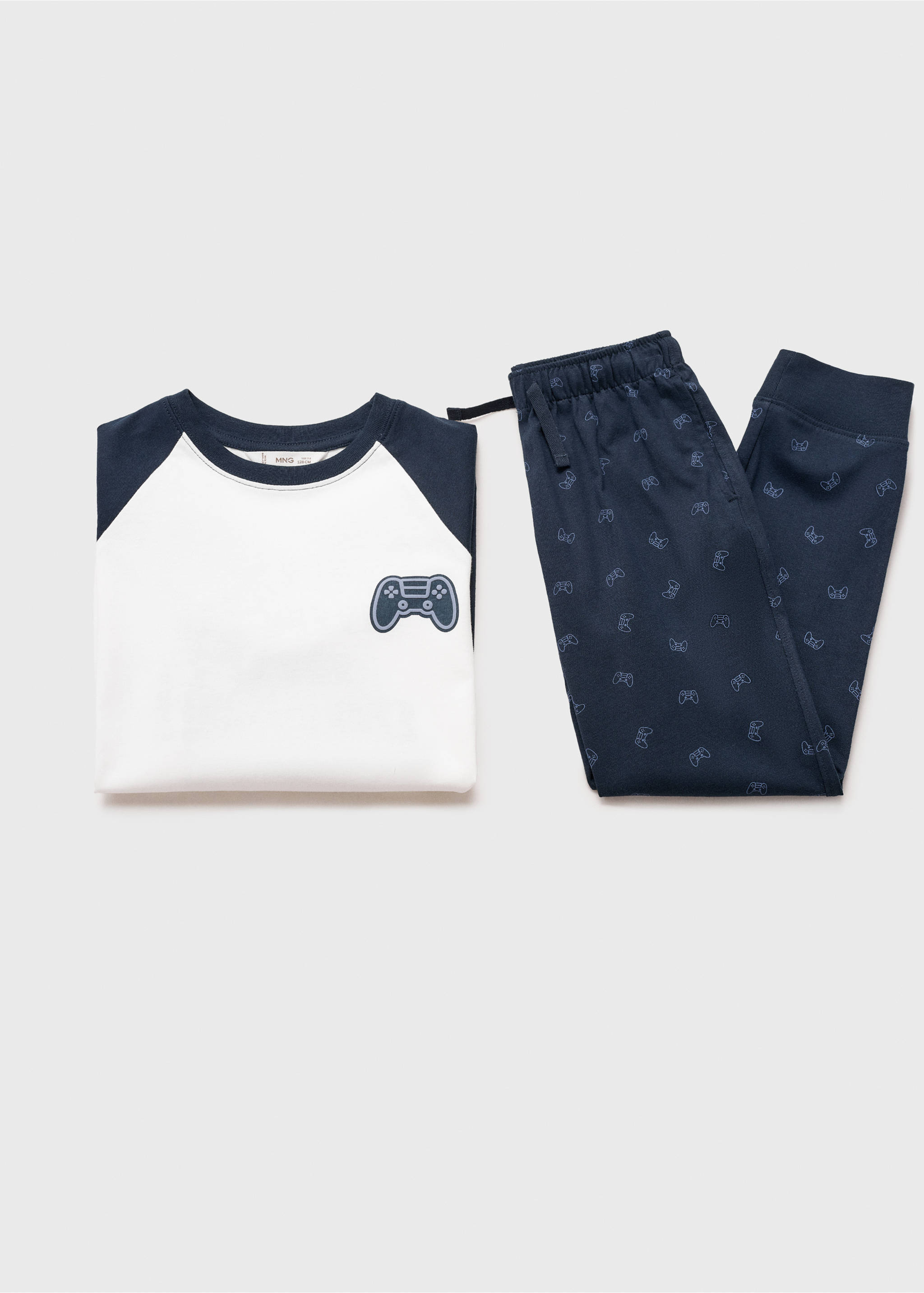 Cotton printed long pyjamas - Details of the article 0, Dark Navy. Ref: 77078268-00.