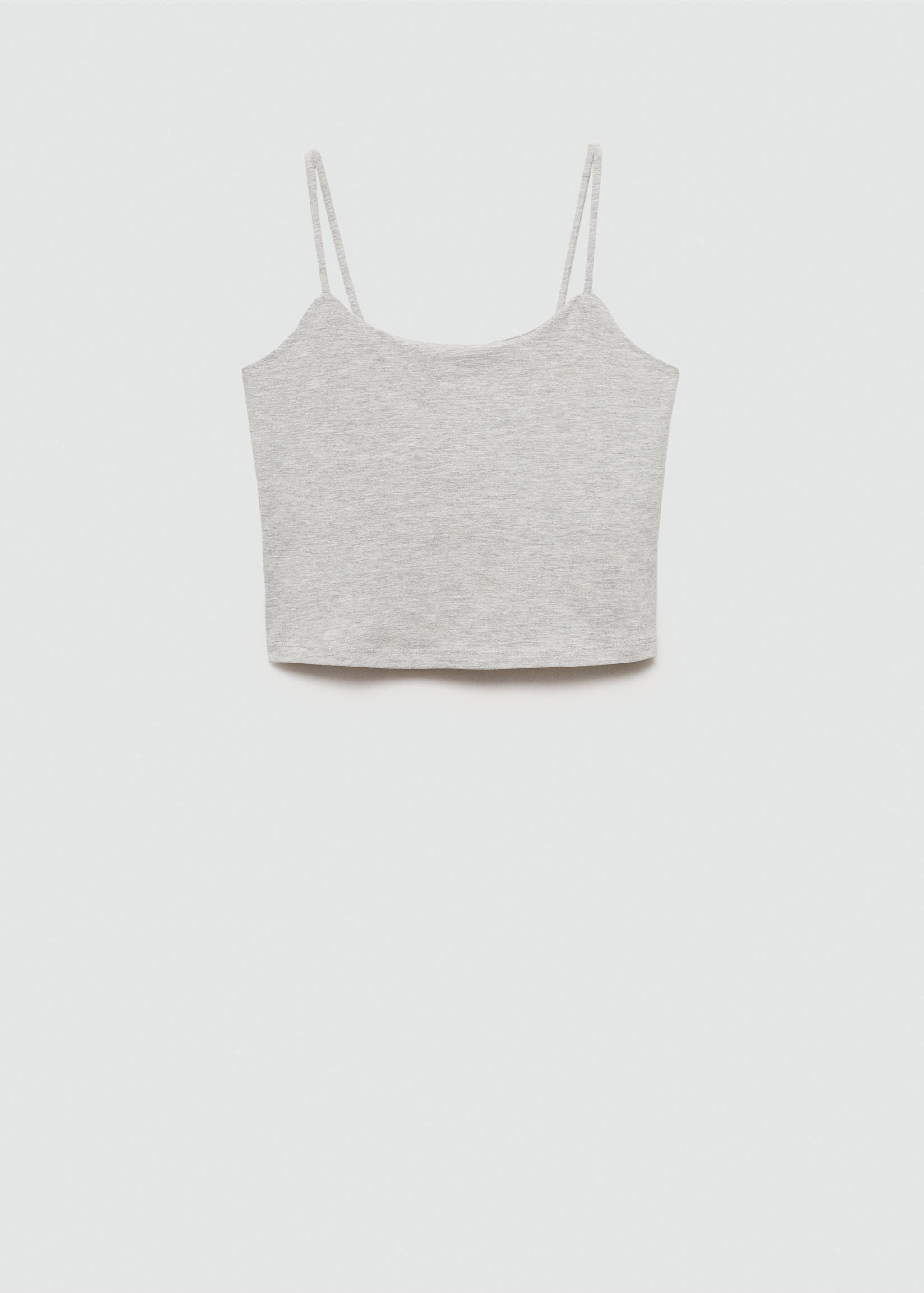 Bauchfreies Sport-Top - Artikel ohne Model, Mittelgrau meliert. Ref: 77078271-00.