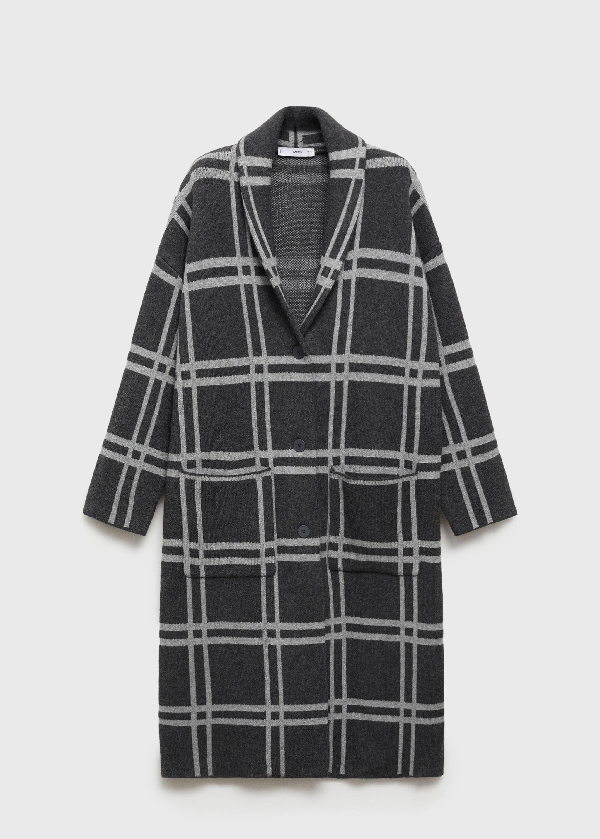 Check knitted coat - Article without model