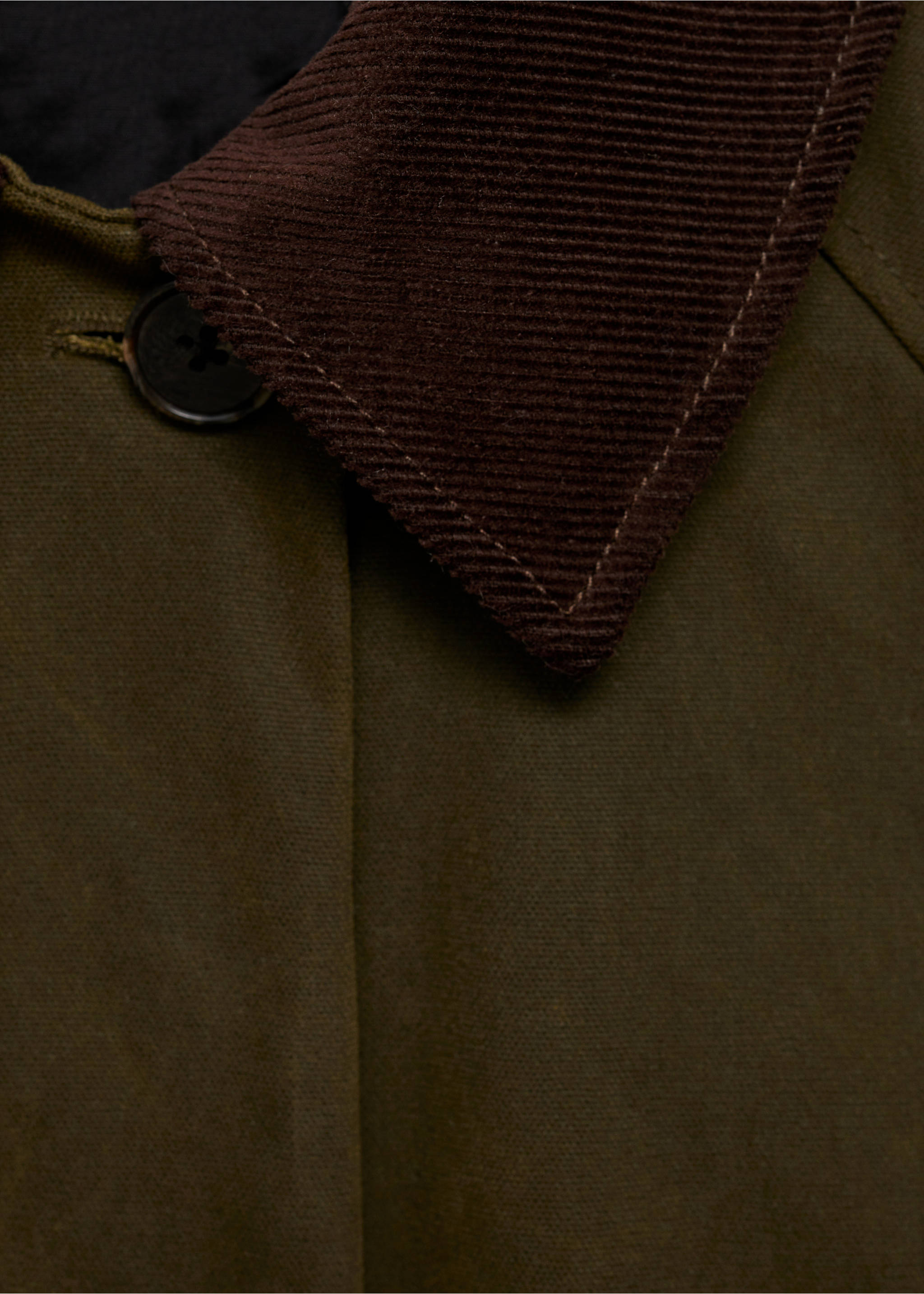 Long corduroy collar parka - Details of the article 8, Khaki. Ref: 77078277-00.
