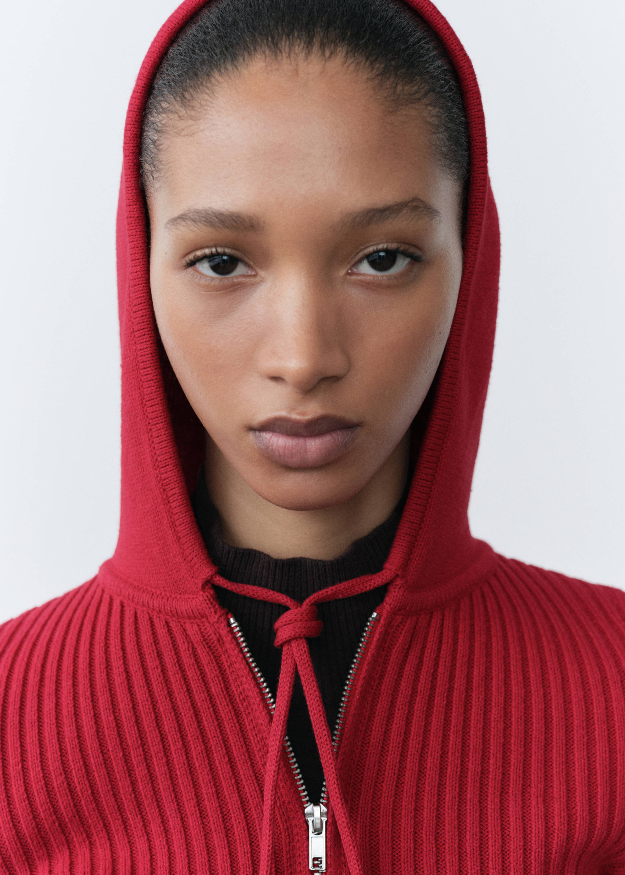 Ribbed hooded cardigan - Details of the article 1