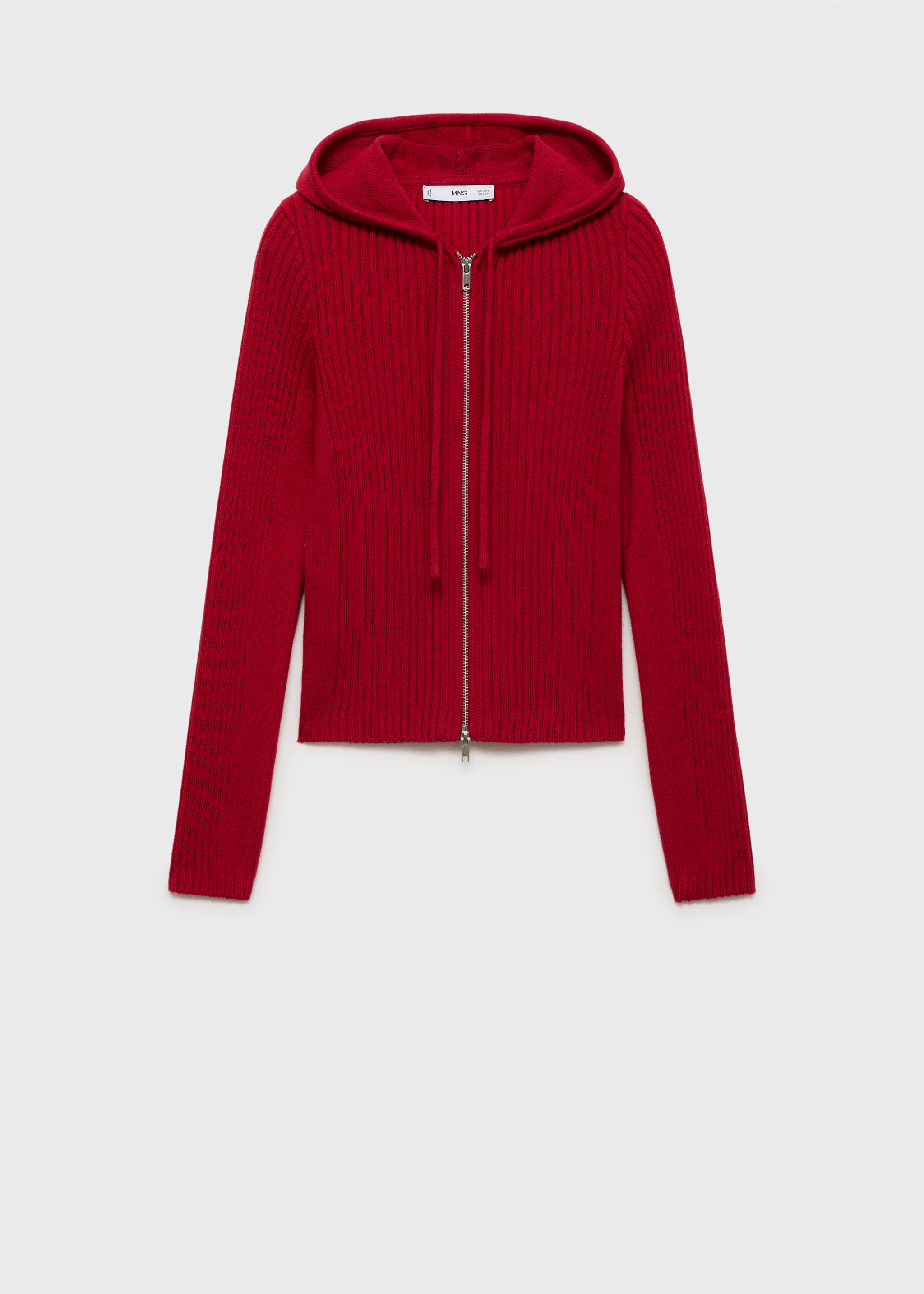 Gerippter Cardigan mit Kapuze - Artikel ohne Model, Rot. Ref: 77078633-00.
