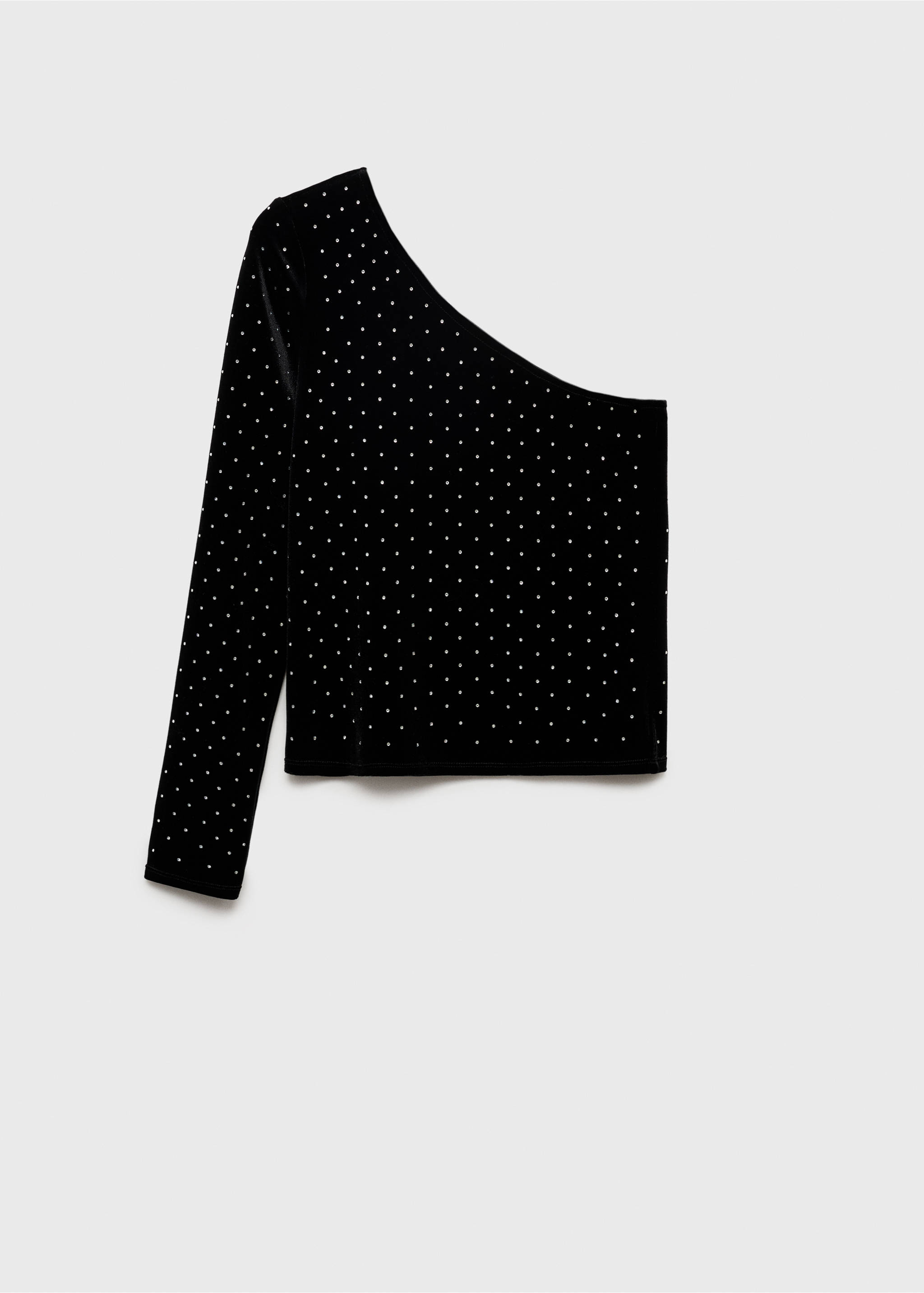 Asymmetrisches Top aus Samt mit Strassverzierung - Artikel ohne Model, Schwarz. Ref: 77079058-00.