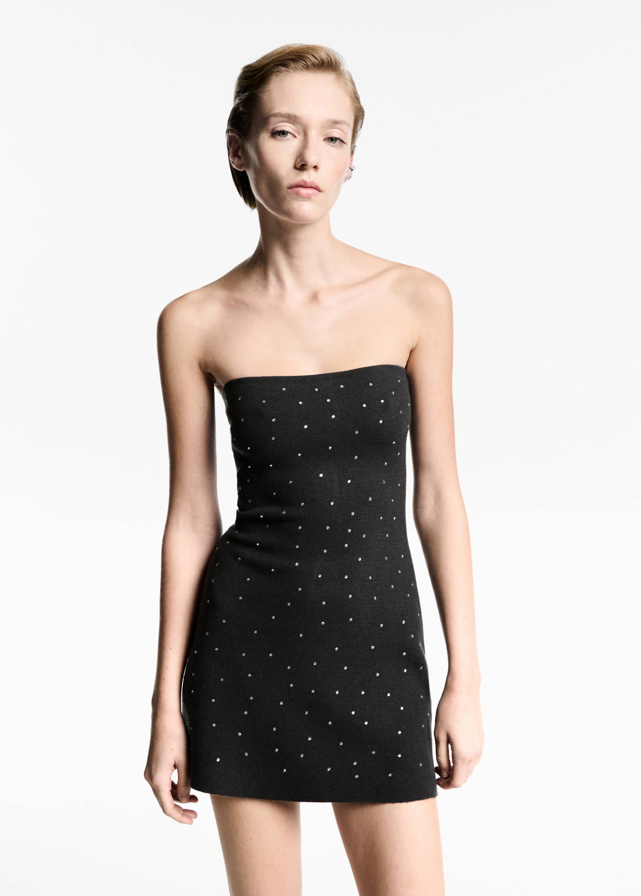 Robe maille détail strass - Plan moyen