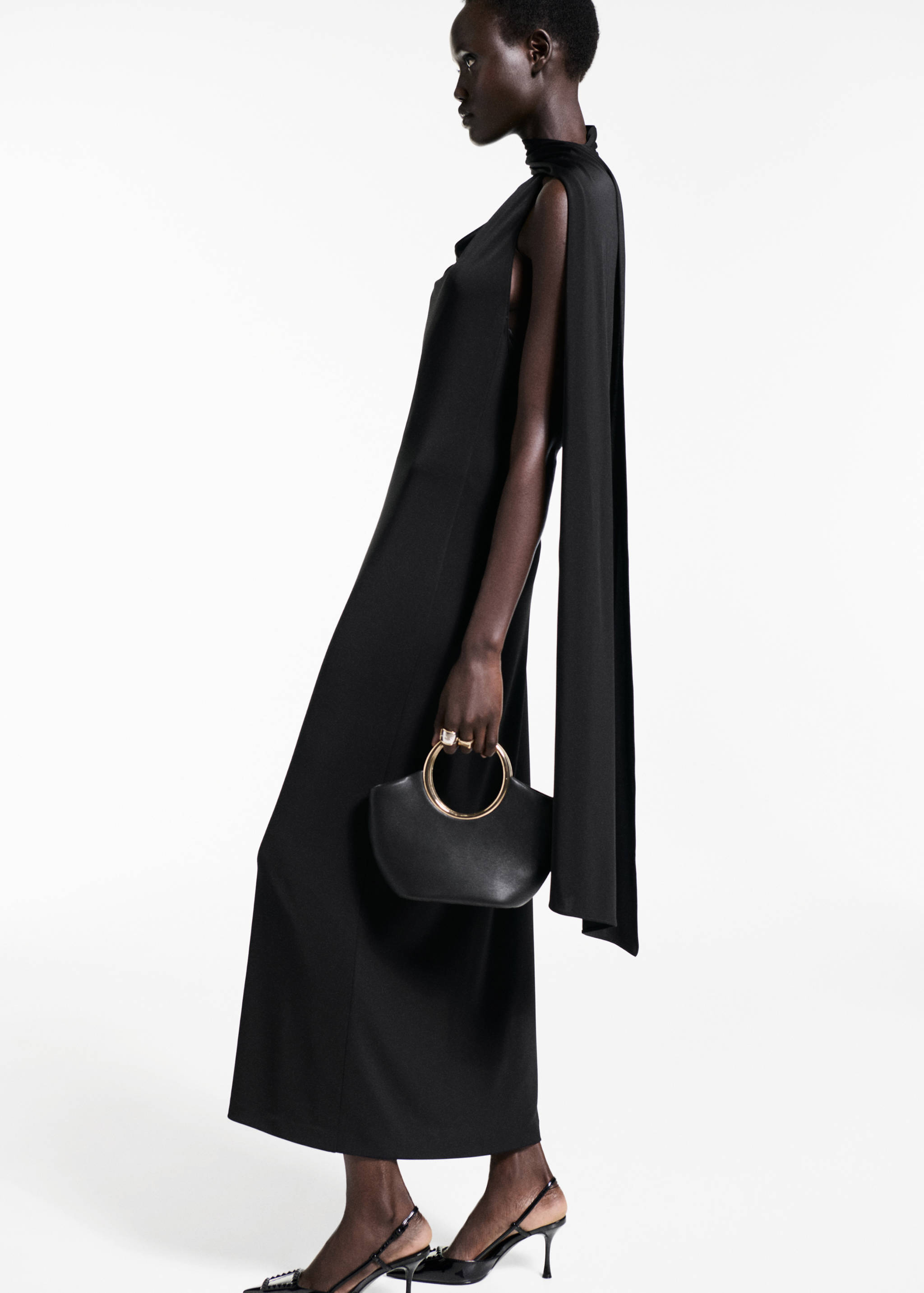 Vestido assimétrico de gola com laço - Pormenor do artigo 2