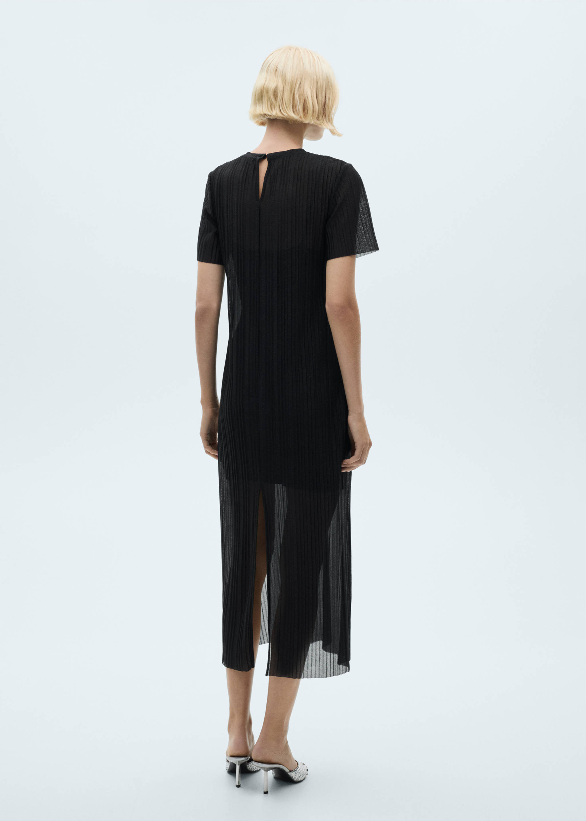 Robe plissée Lurex - Verso de l’article, Noir. Ref: 77079063-00.