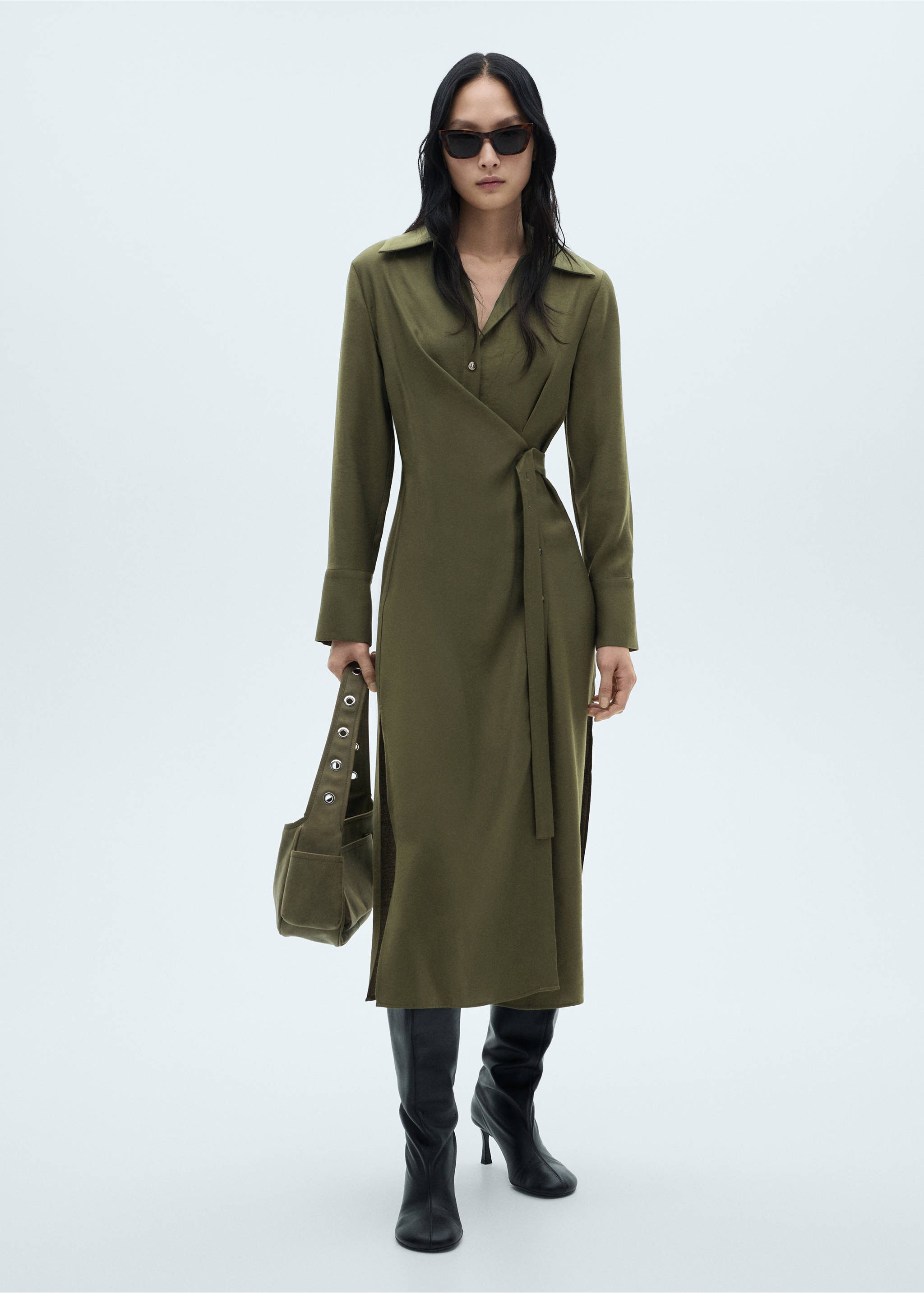 Wrap shirt dress - General plane, Green. Ref: 77079070-00.