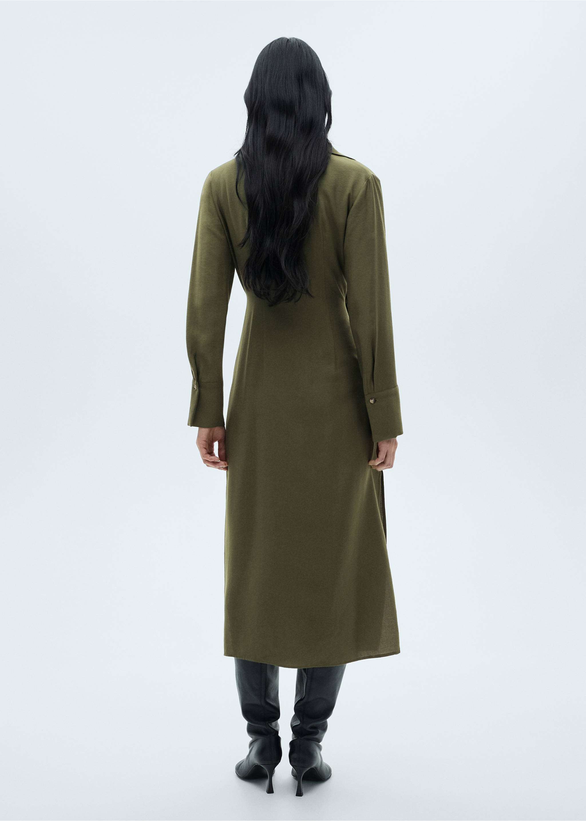 Wrap shirt dress - Reverse of the article, Green. Ref: 77079070-00.