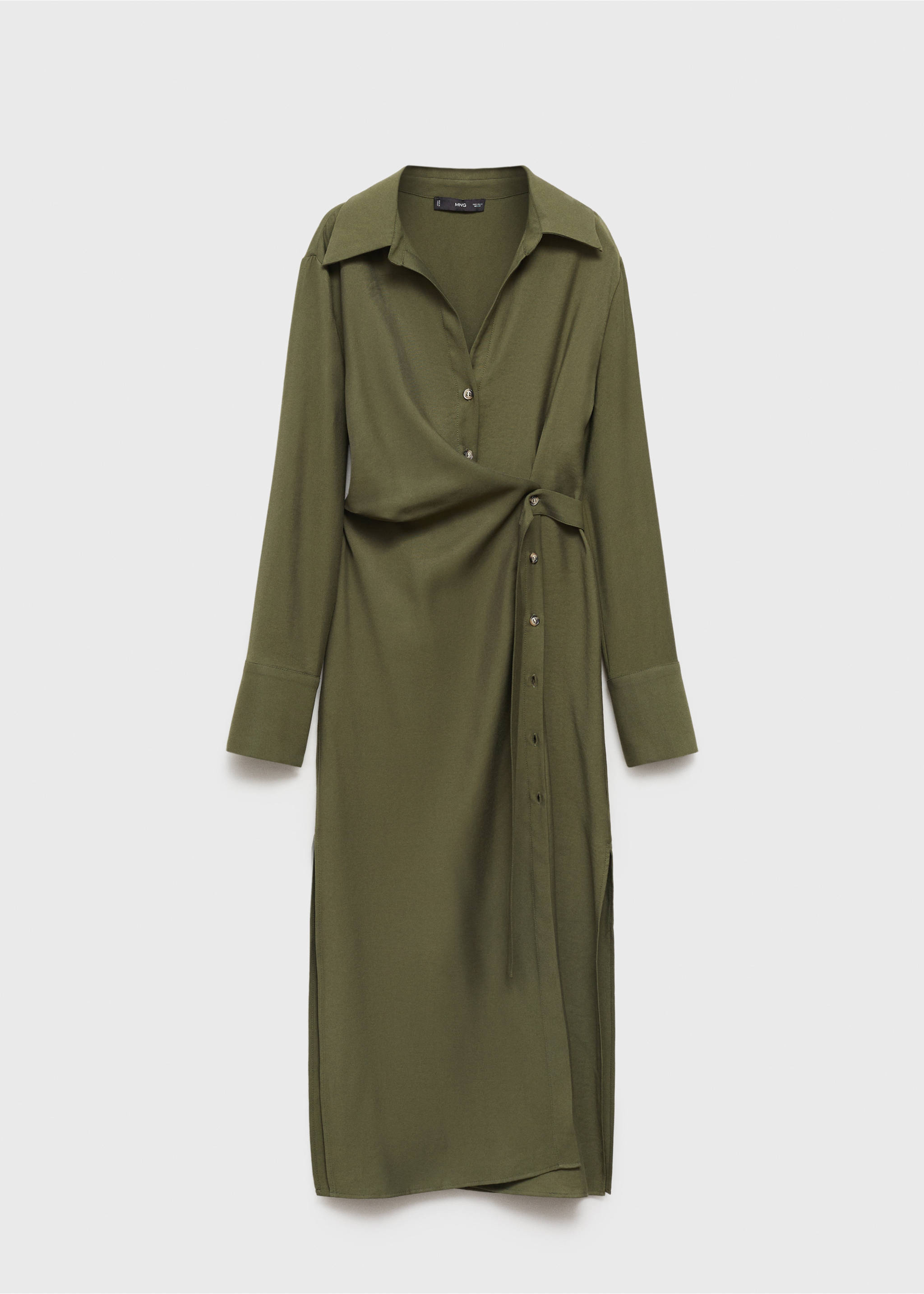 Wrap shirt dress - Article without model, Green. Ref: 77079070-00.