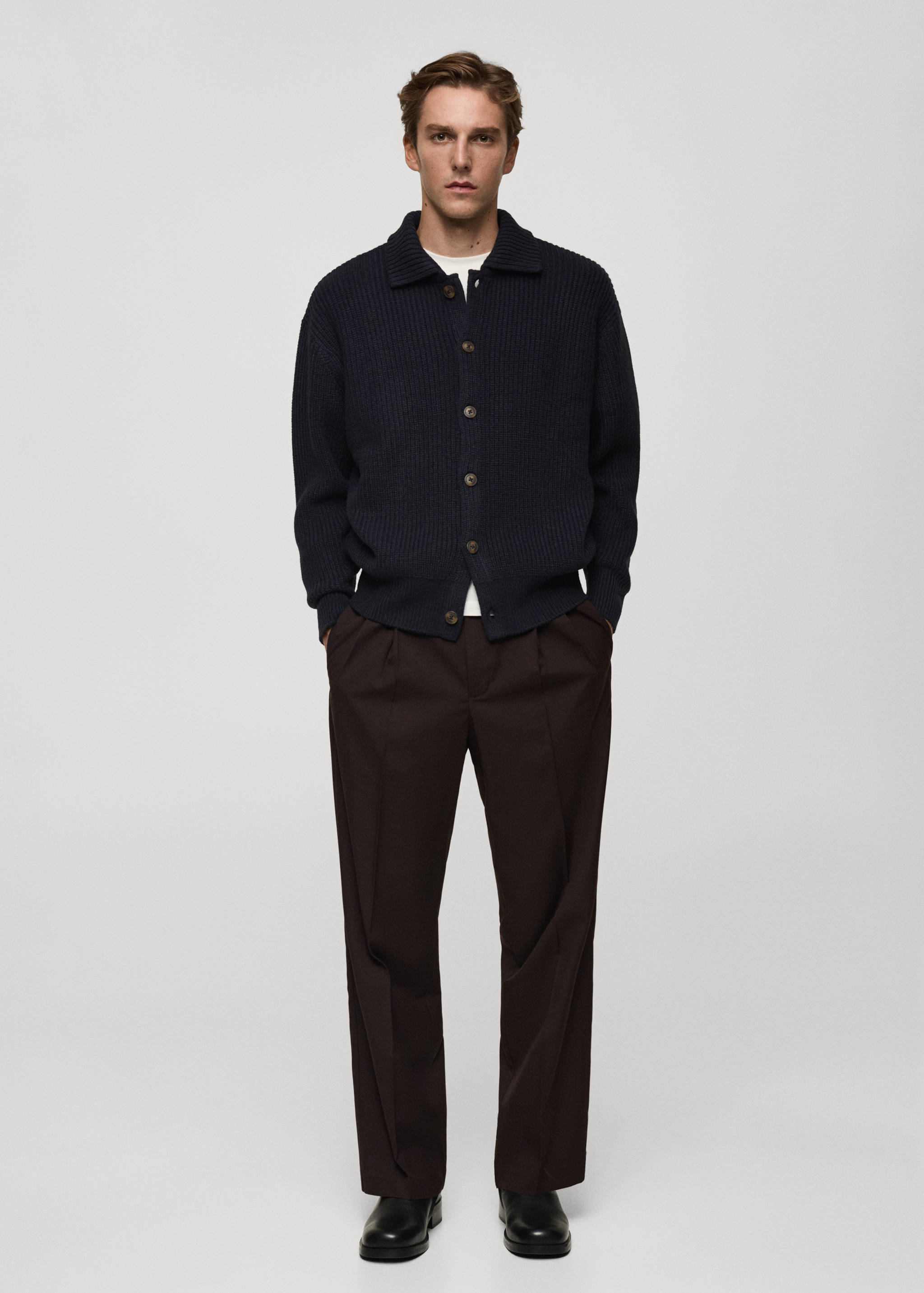 Relaxed-fit ribbed cardigan - General plane