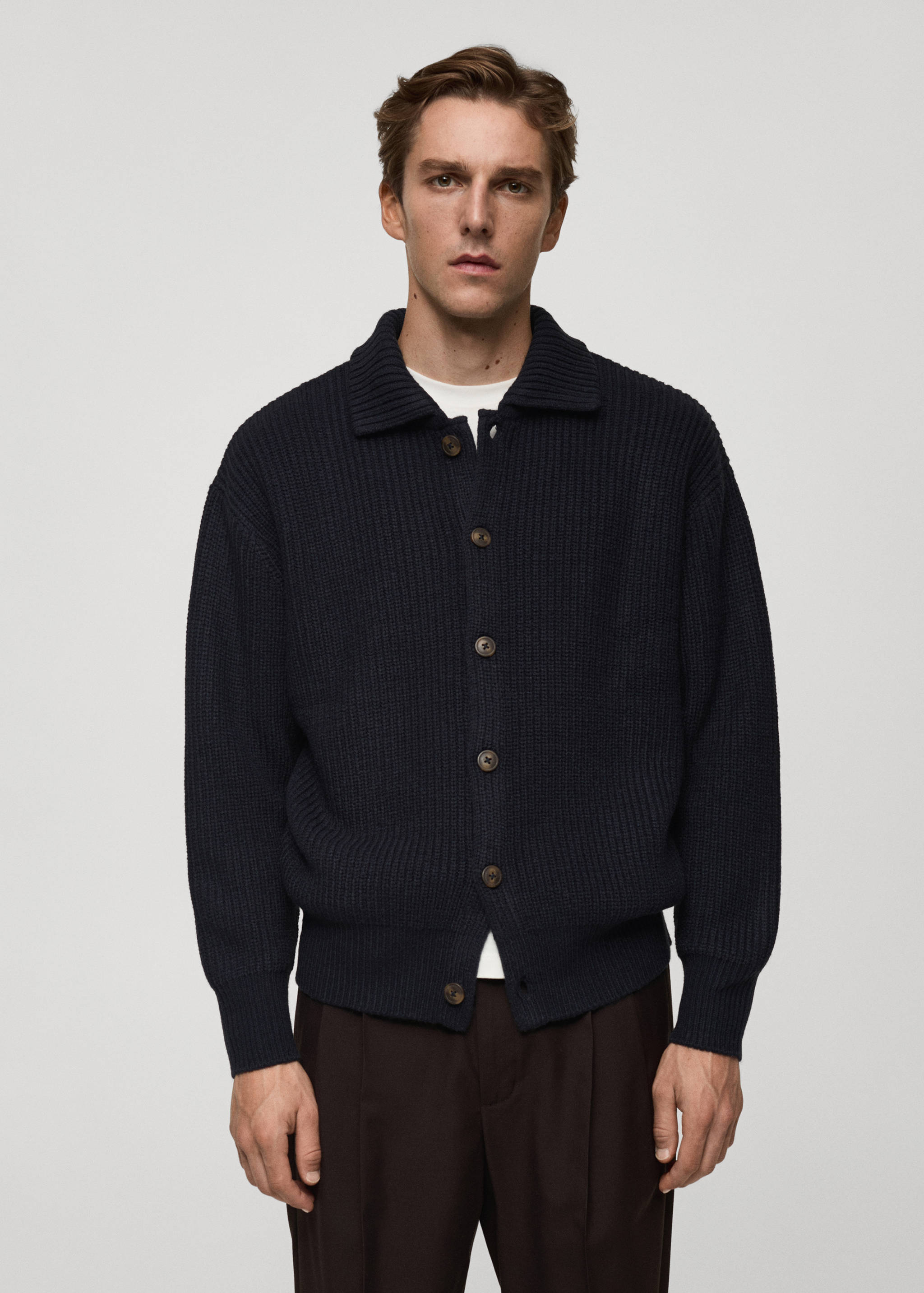 Relaxed-fit ribbed cardigan - Medium plane