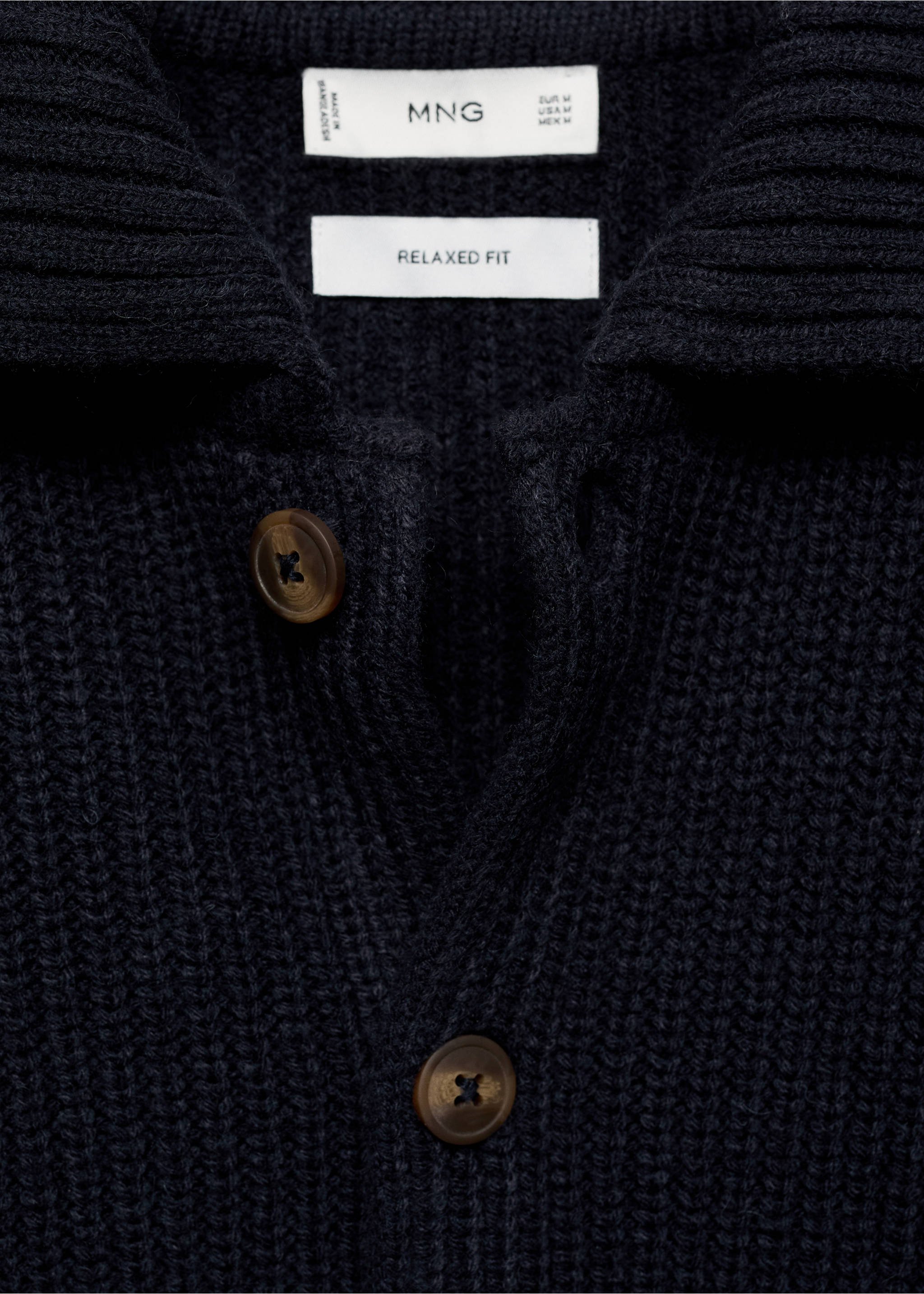 Žebrovaný kardigan relax fit - Detail zboží 8, Námořnická modrá. Ref: 77079228-00.