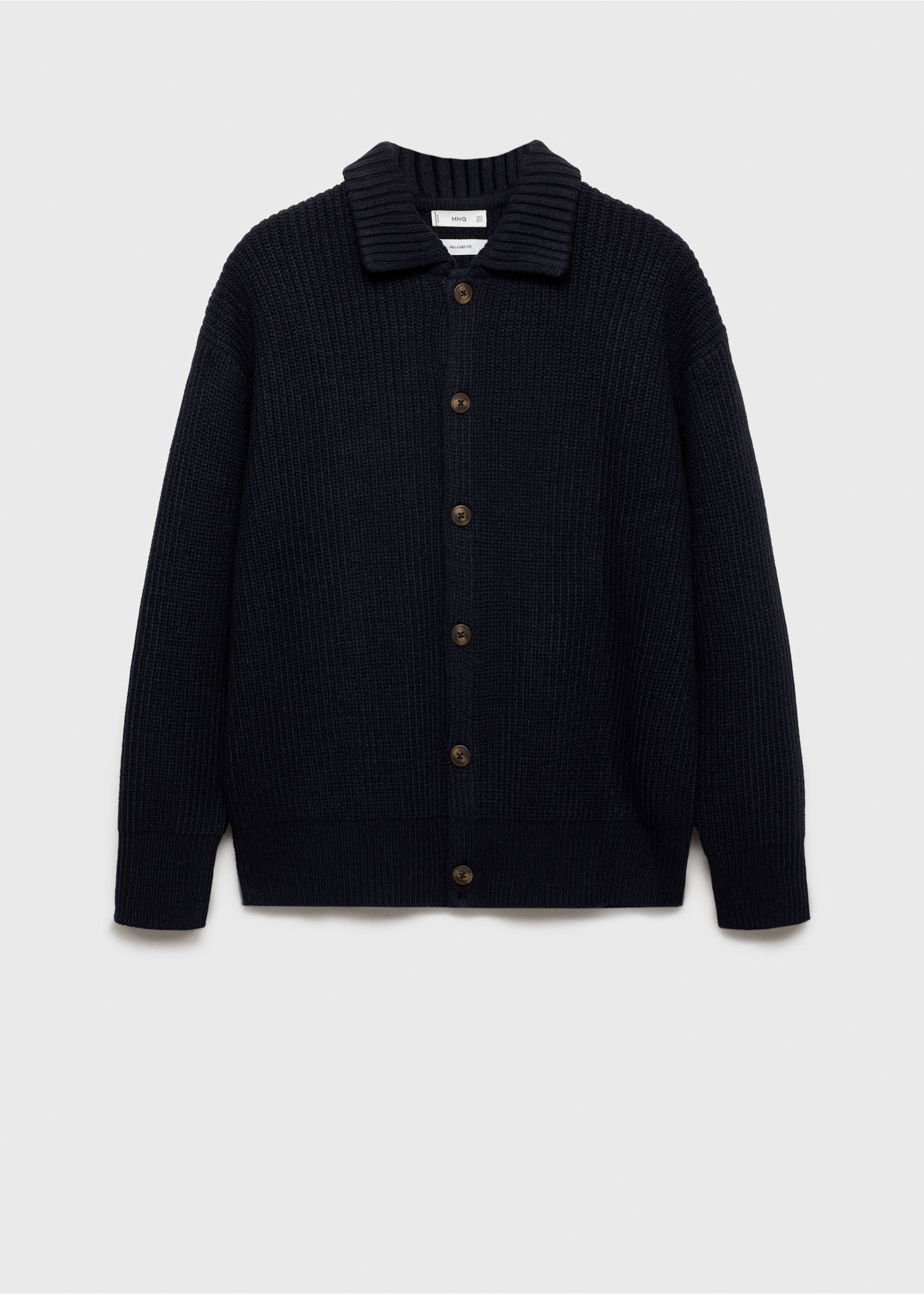 Gerippter Relaxed-Fit-Cardigan - Artikel ohne Model, Dunkles Marineblau. Ref: 77079228-00.