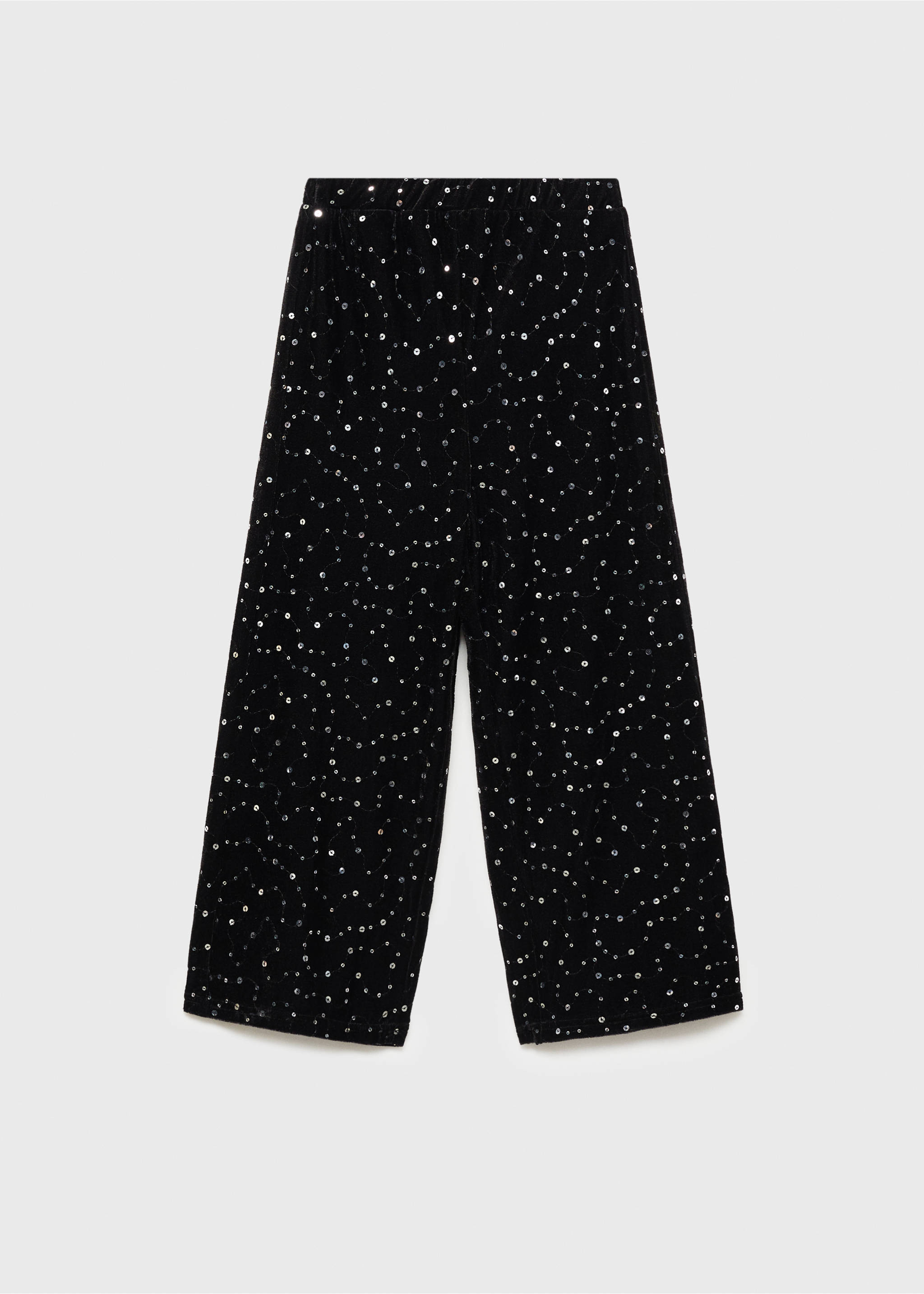 Sequined velvet pants - Article without model, Black. Ref: 77079235-00.